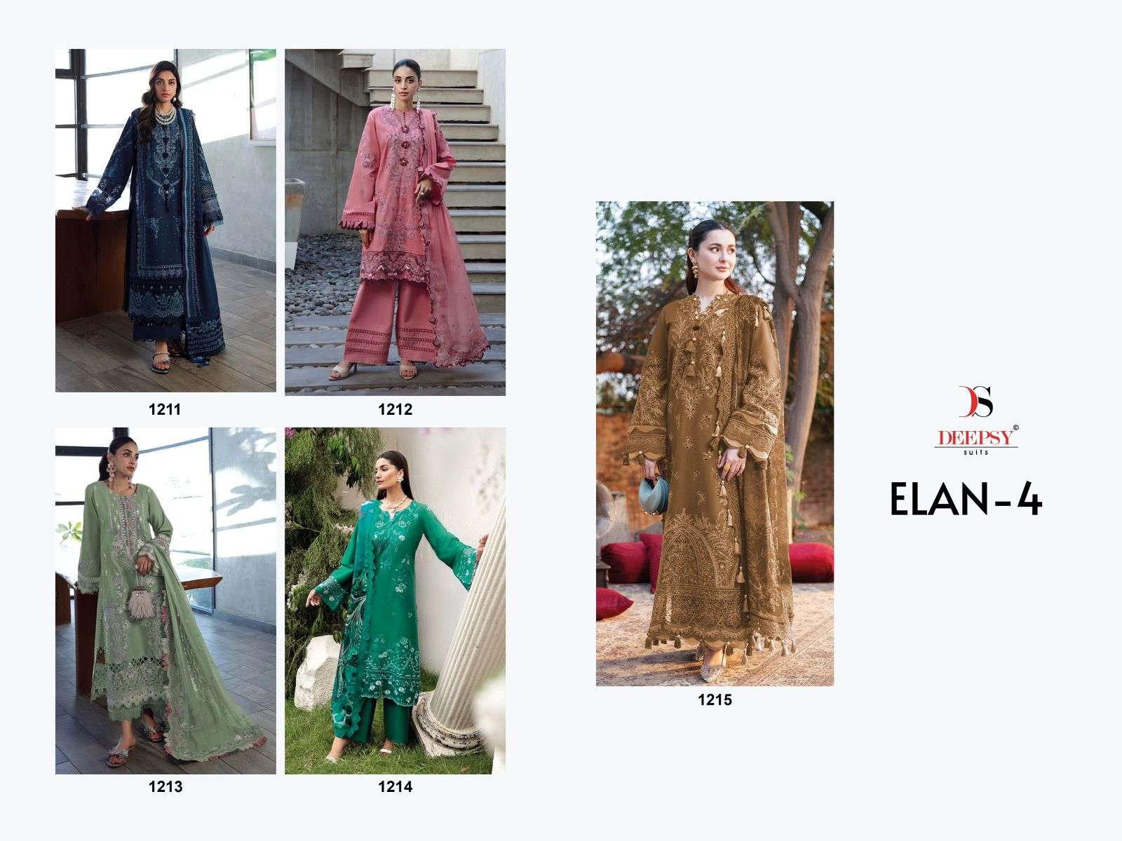 DEEPSY SUITS ELAN VOL 4 COTTON EMBROIDERY DESIGNER WORK PAKISTANI SUIT