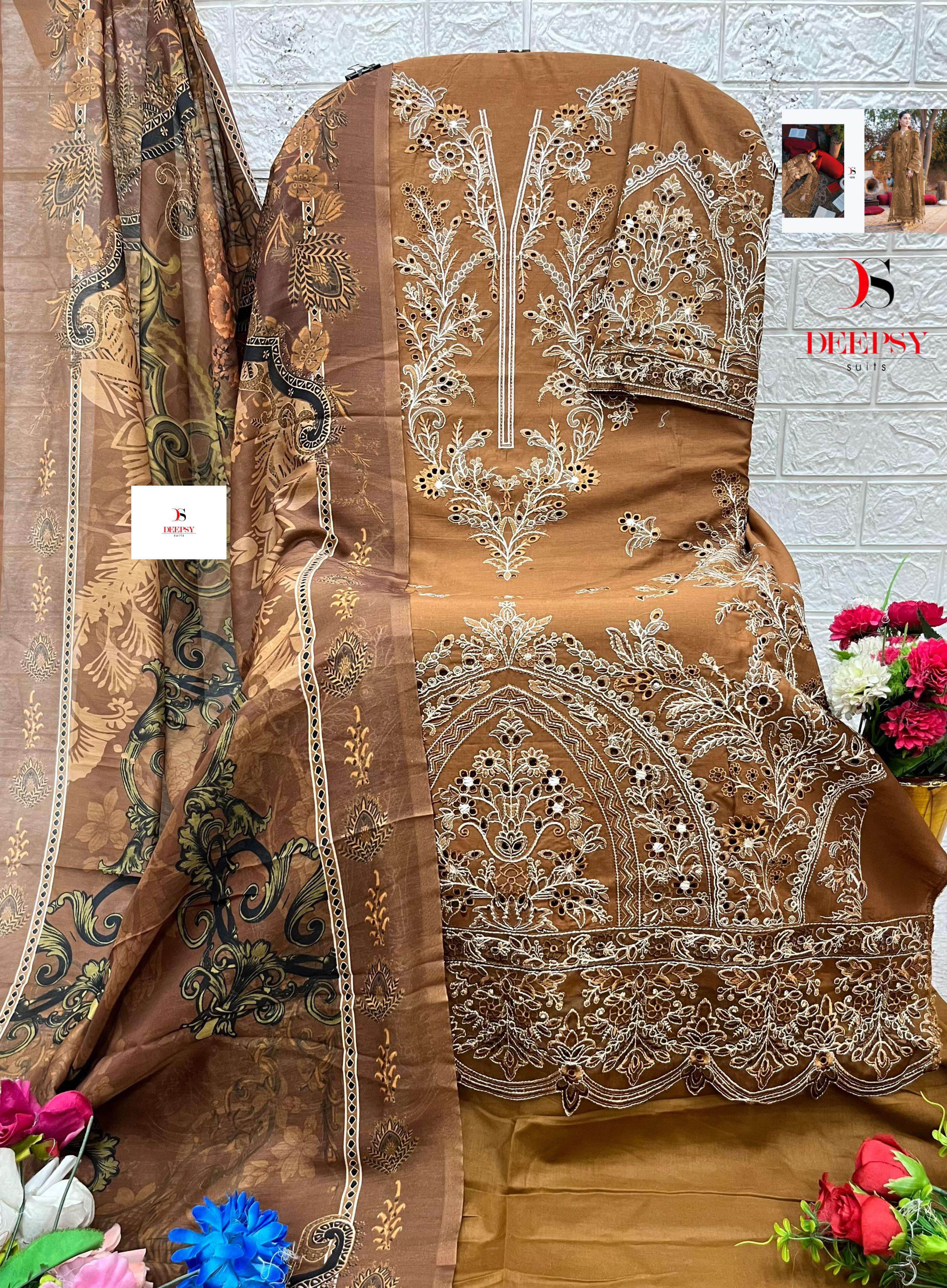 DEEPSY SUITS ELAN VOL 4 COTTON EMBROIDERY DESIGNER WORK PAKISTANI SUIT