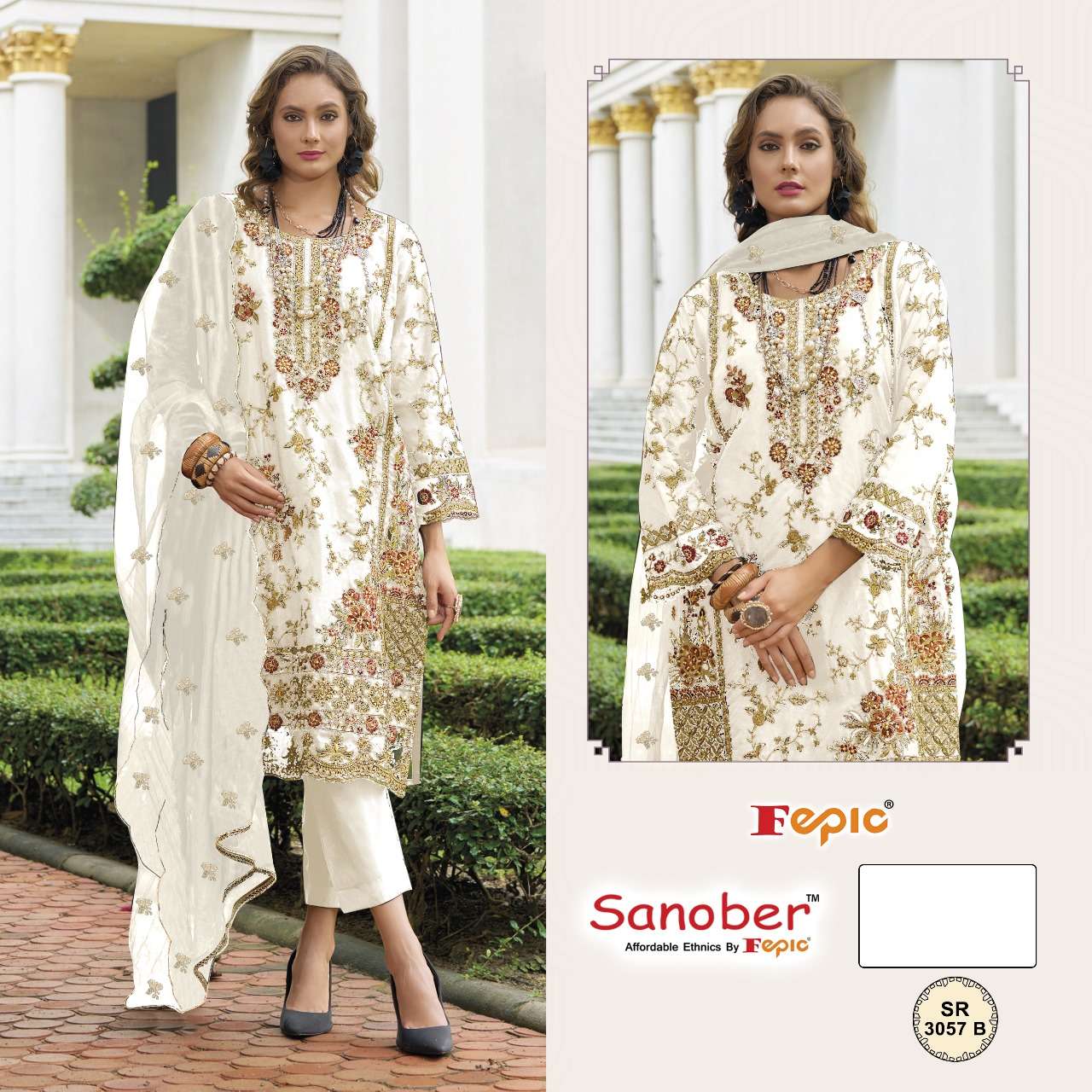 FEPIC SANOBER SR 3057 ORGANZA EMBROIDERED READY MADE PAKISTANI SUIT