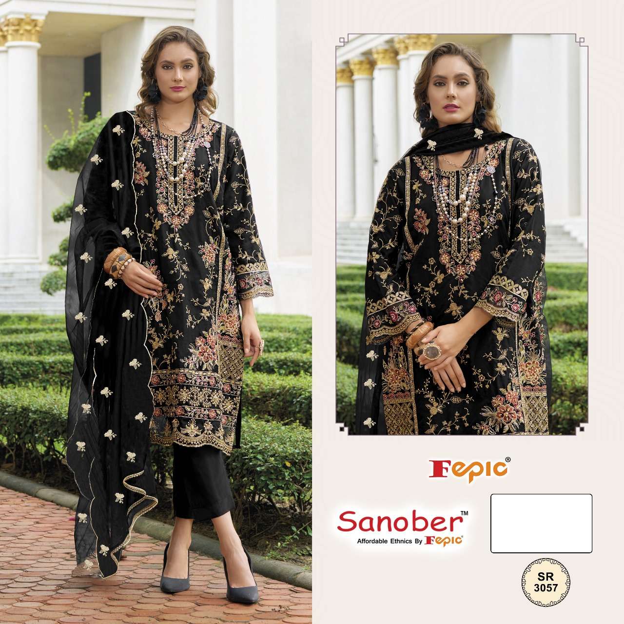 FEPIC SANOBER SR 3057 ORGANZA EMBROIDERED READY MADE PAKISTANI SUIT