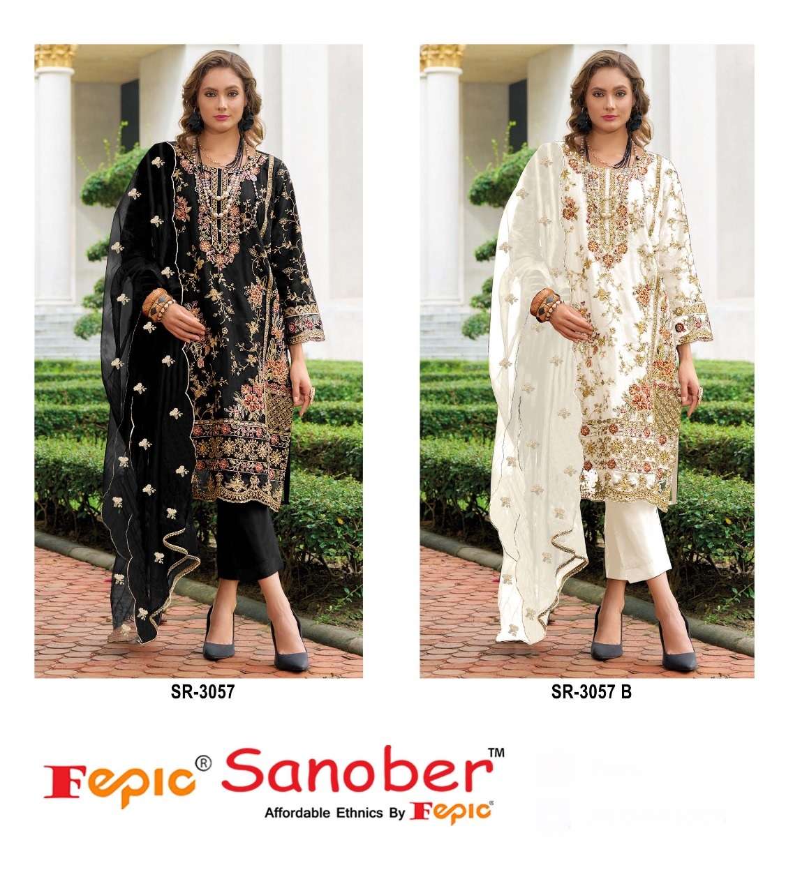 FEPIC SANOBER SR 3057 ORGANZA EMBROIDERED READY MADE PAKISTANI SUIT