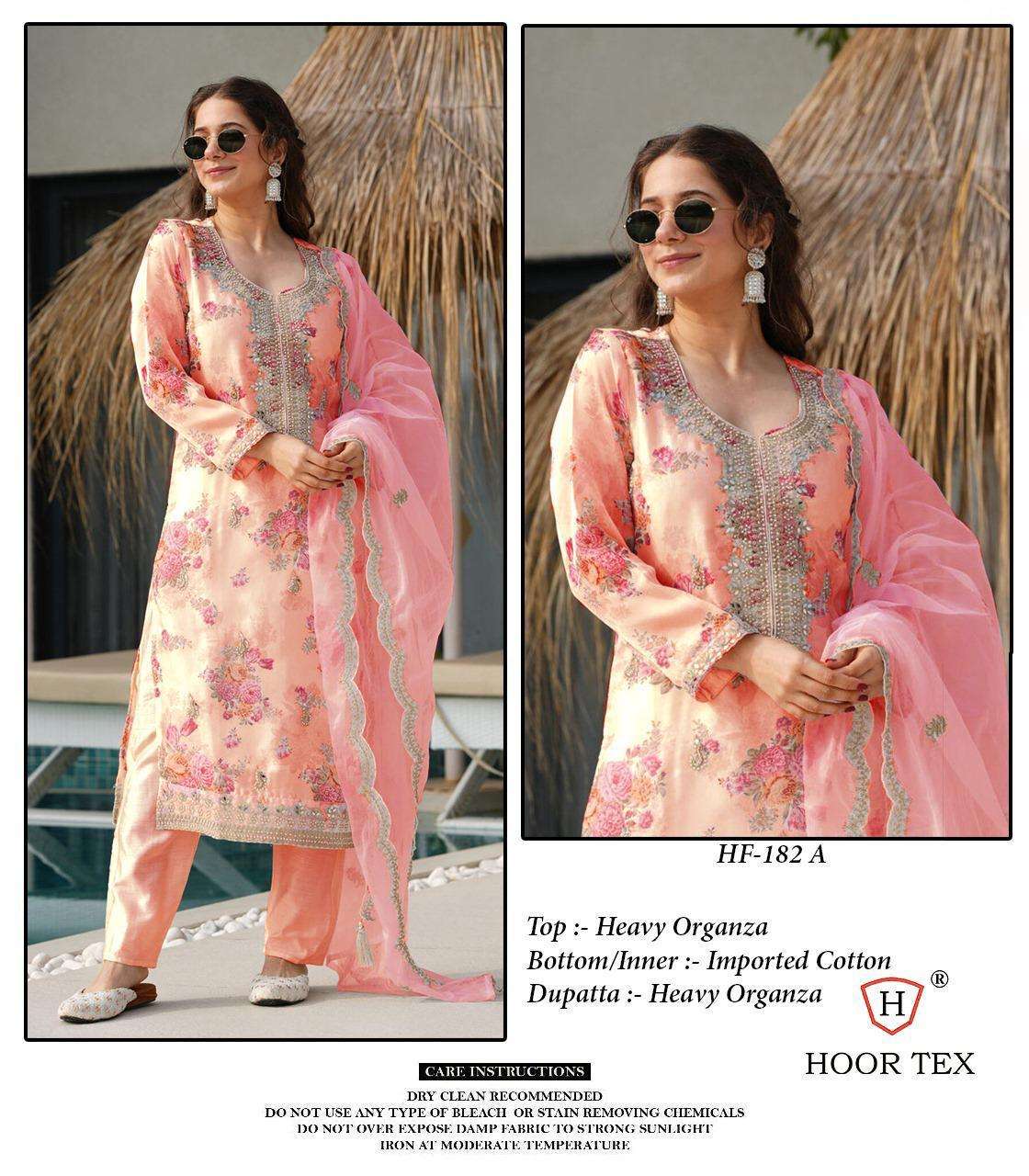 HOOR TEX HF 182 ORGANZA PRINTED WITH EMBROIDERY DESIGNER WORK SUIT