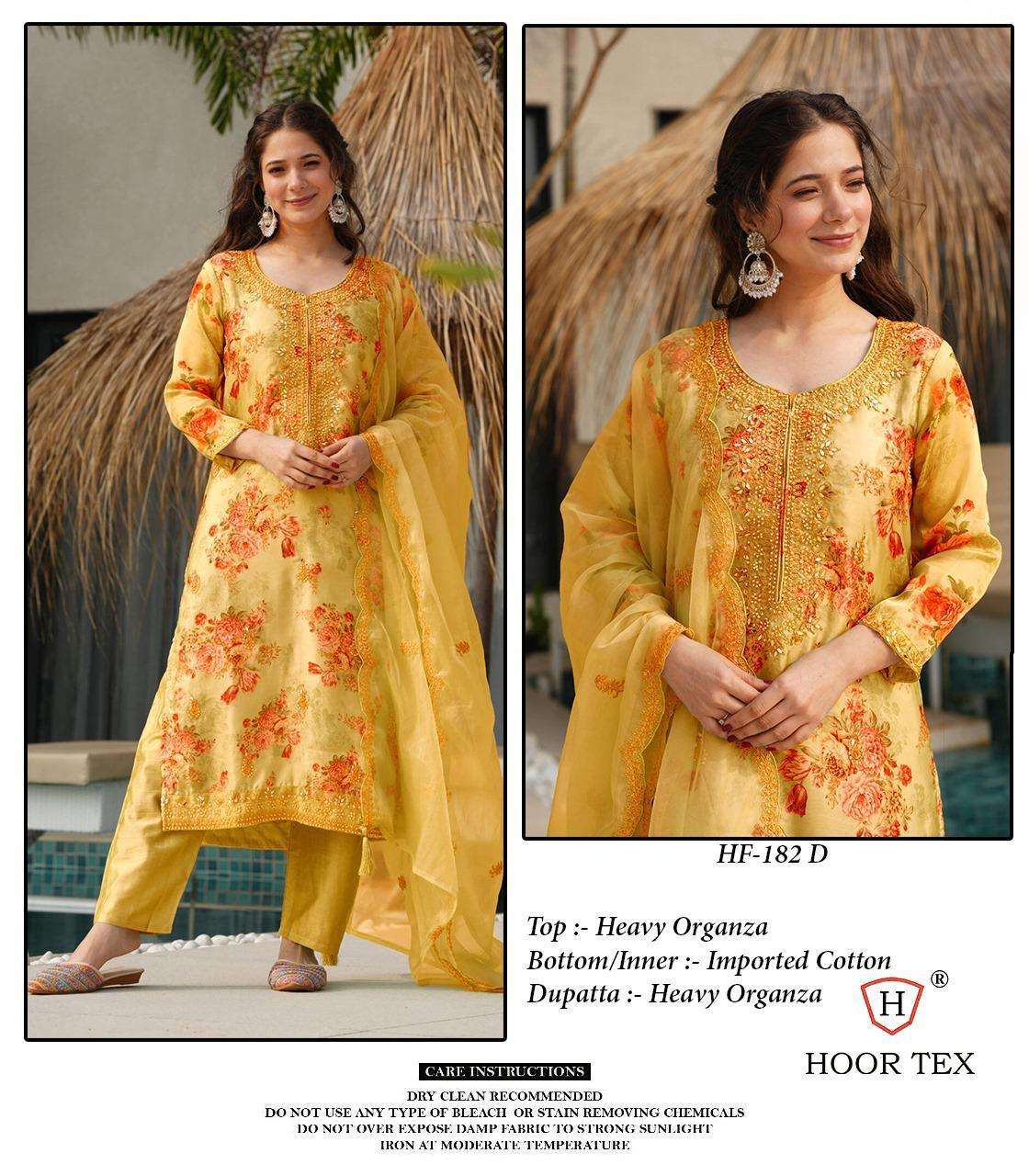 HOOR TEX HF 182 ORGANZA PRINTED WITH EMBROIDERY DESIGNER WORK SUIT