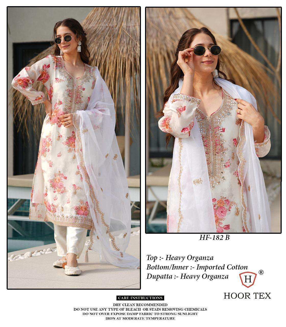 HOOR TEX HF 182 ORGANZA PRINTED WITH EMBROIDERY DESIGNER WORK SUIT