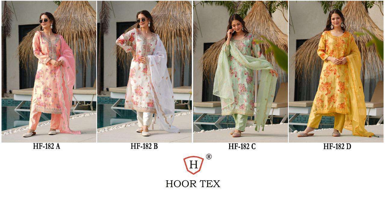 HOOR TEX HF 182 ORGANZA PRINTED WITH EMBROIDERY DESIGNER WORK SUIT