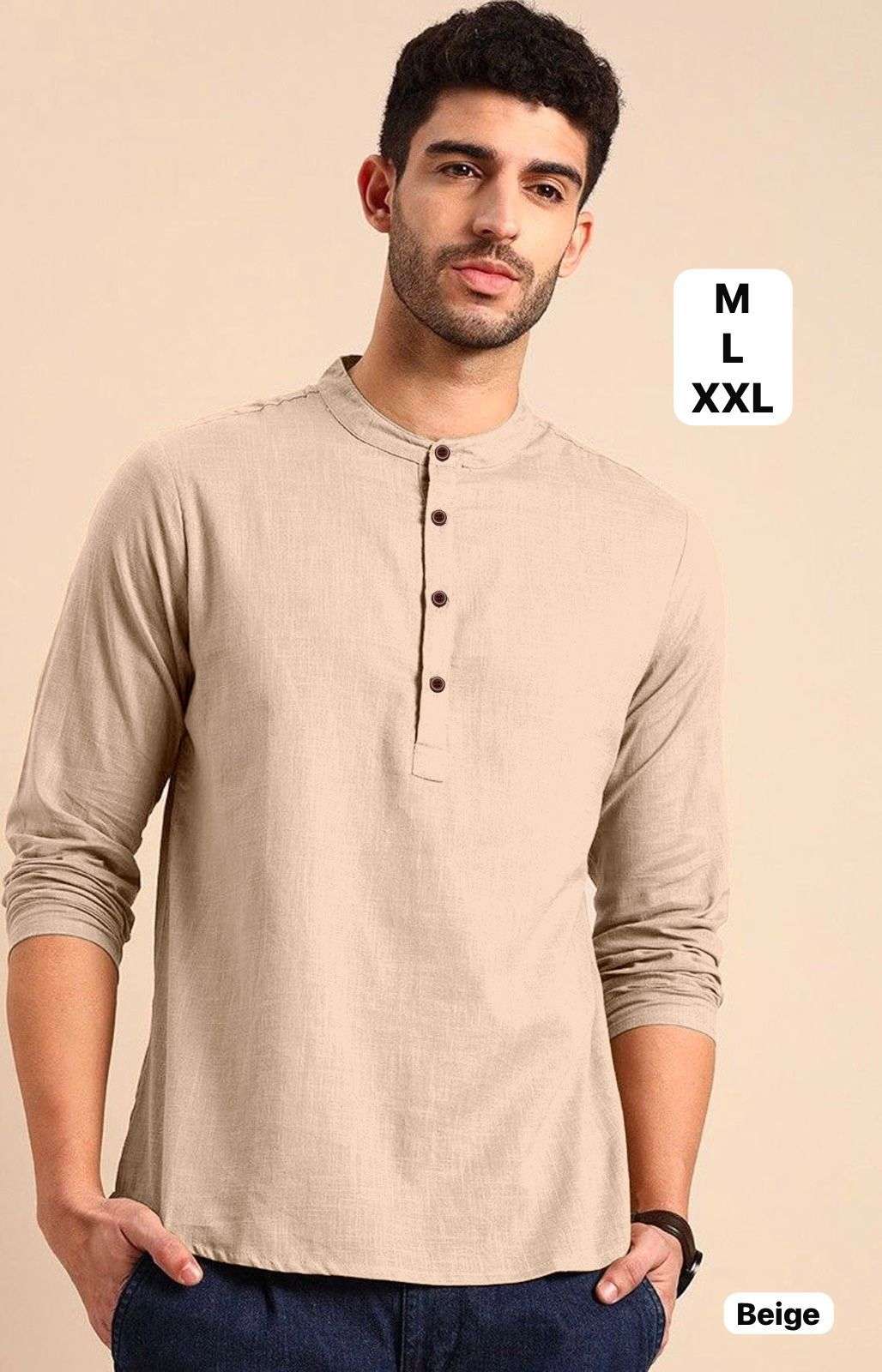 INLI TRADITION KHADI COTTON FANCY MENS WEAR SHORT KURTA