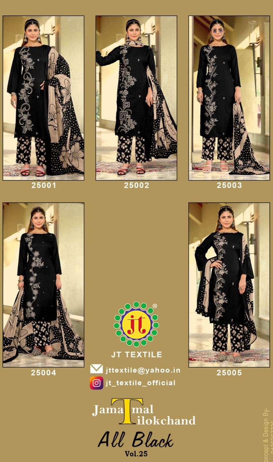 JT ALL BLACK VOL 25 RAYON FANCY PREMIUM WORKS LADIES SALWAR SUIT