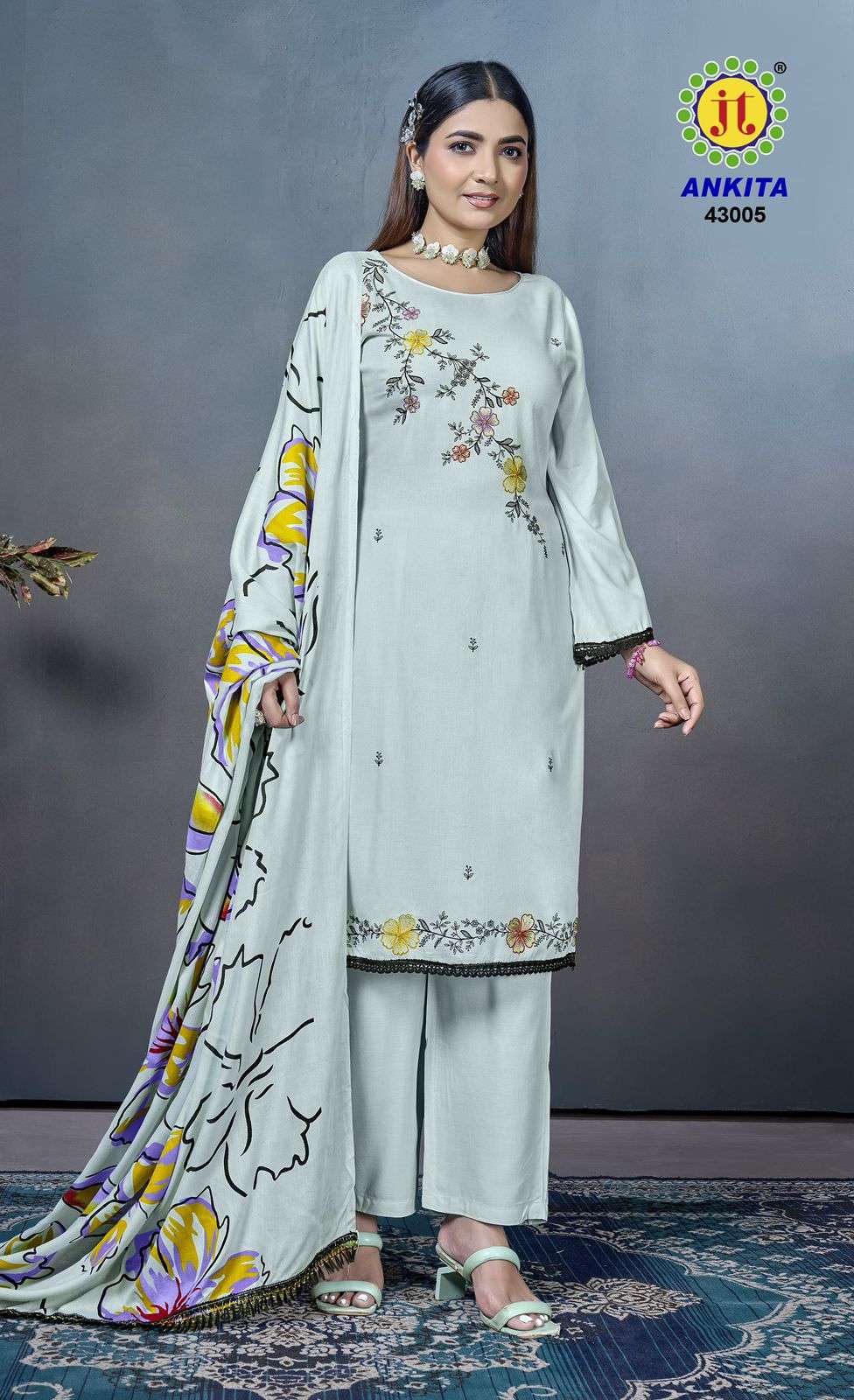 JT ANKITA VOL 43 RAYON FANCY EMBROIDERY WORKS SUIT