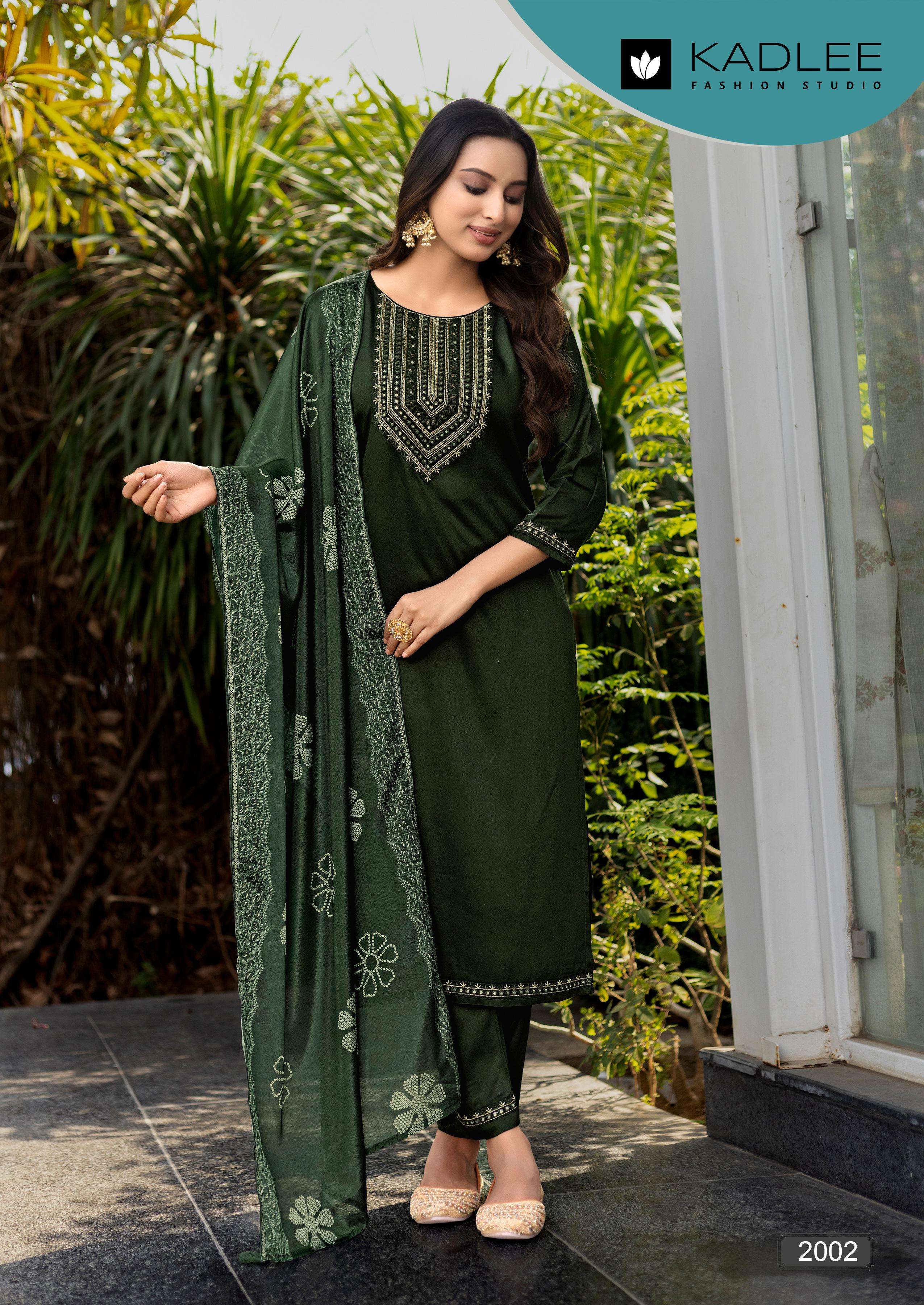 KADLEE FASHION FITOOR SILK FANCY EMBROIDERIES WORK KURTI COMBO SET 