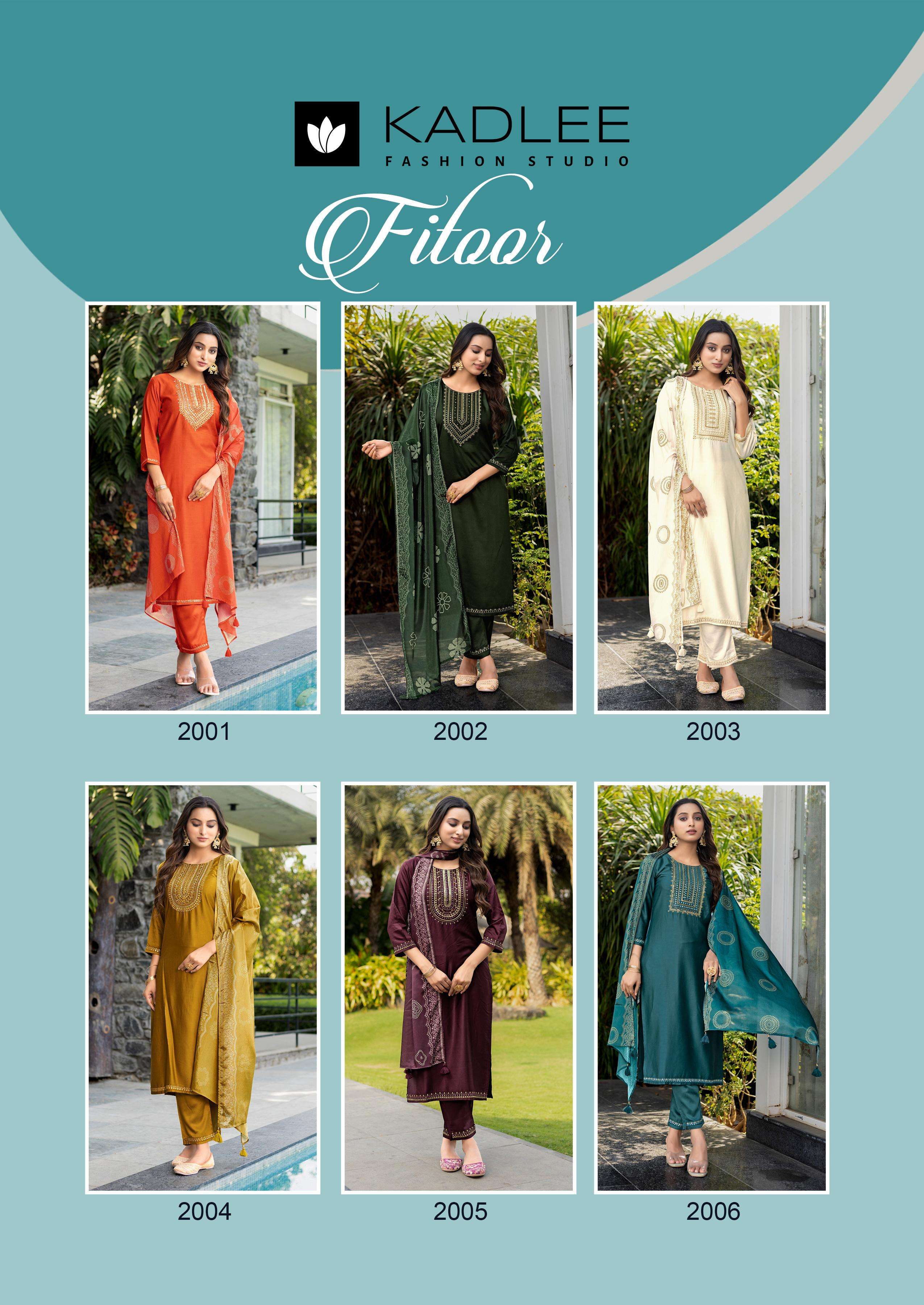 KADLEE FASHION FITOOR SILK FANCY EMBROIDERIES WORK KURTI COMBO SET 