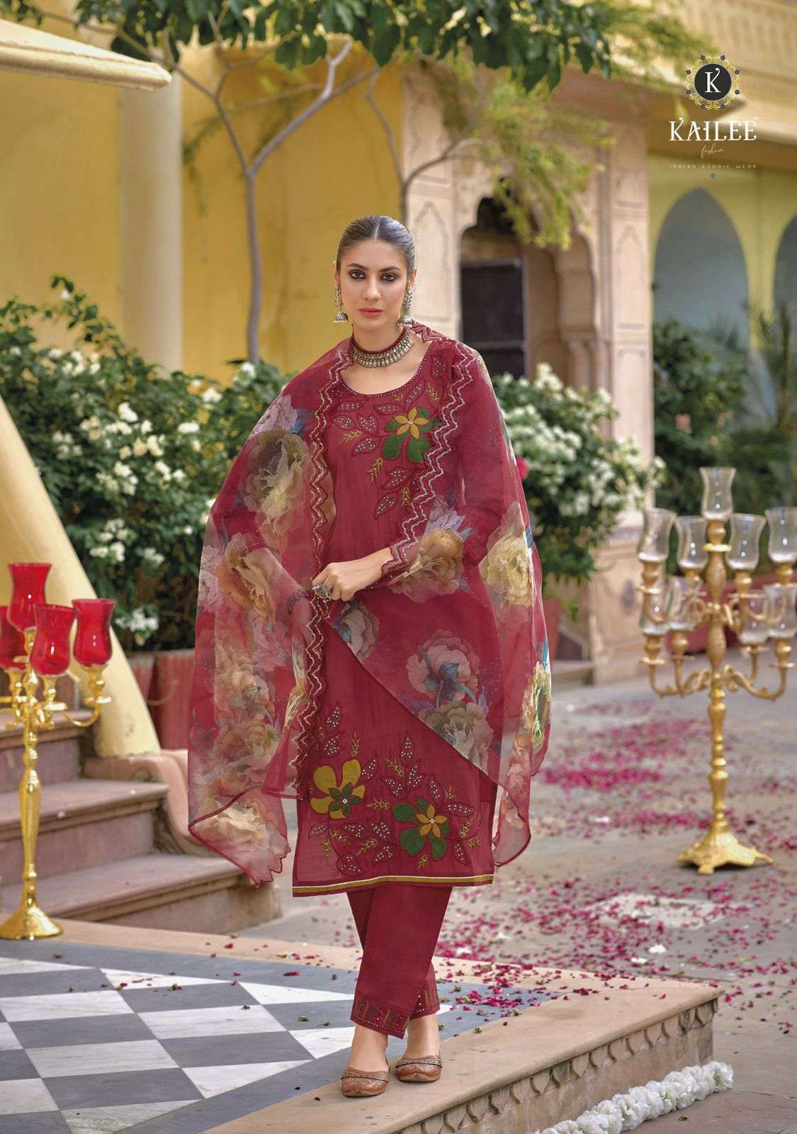 KAILEE FASHION BOONDI VOL 3 VISCOSE SILK DESIGNER WORK READY MADE SUIT