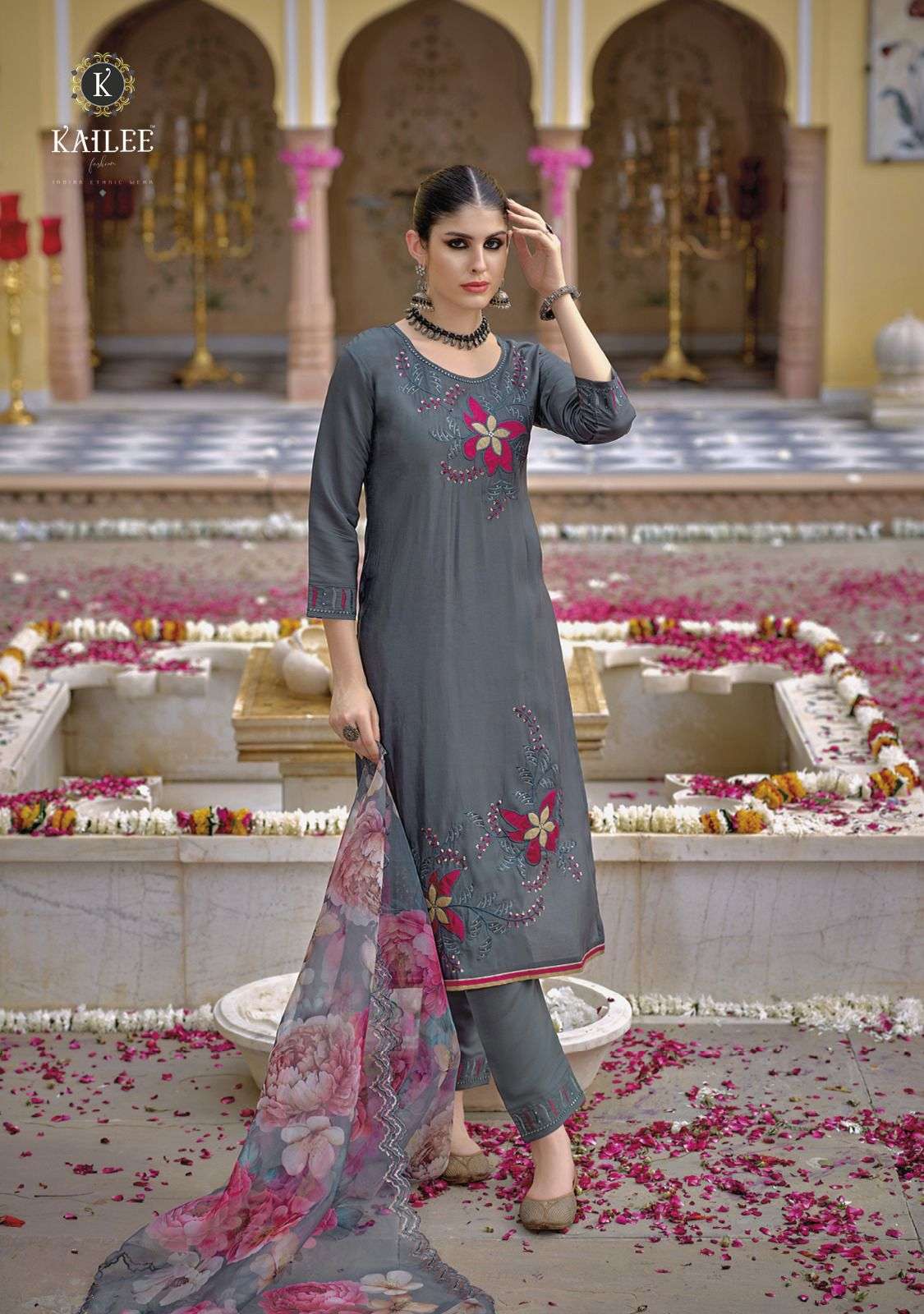 KAILEE FASHION BOONDI VOL 3 VISCOSE SILK DESIGNER WORK READY MADE SUIT
