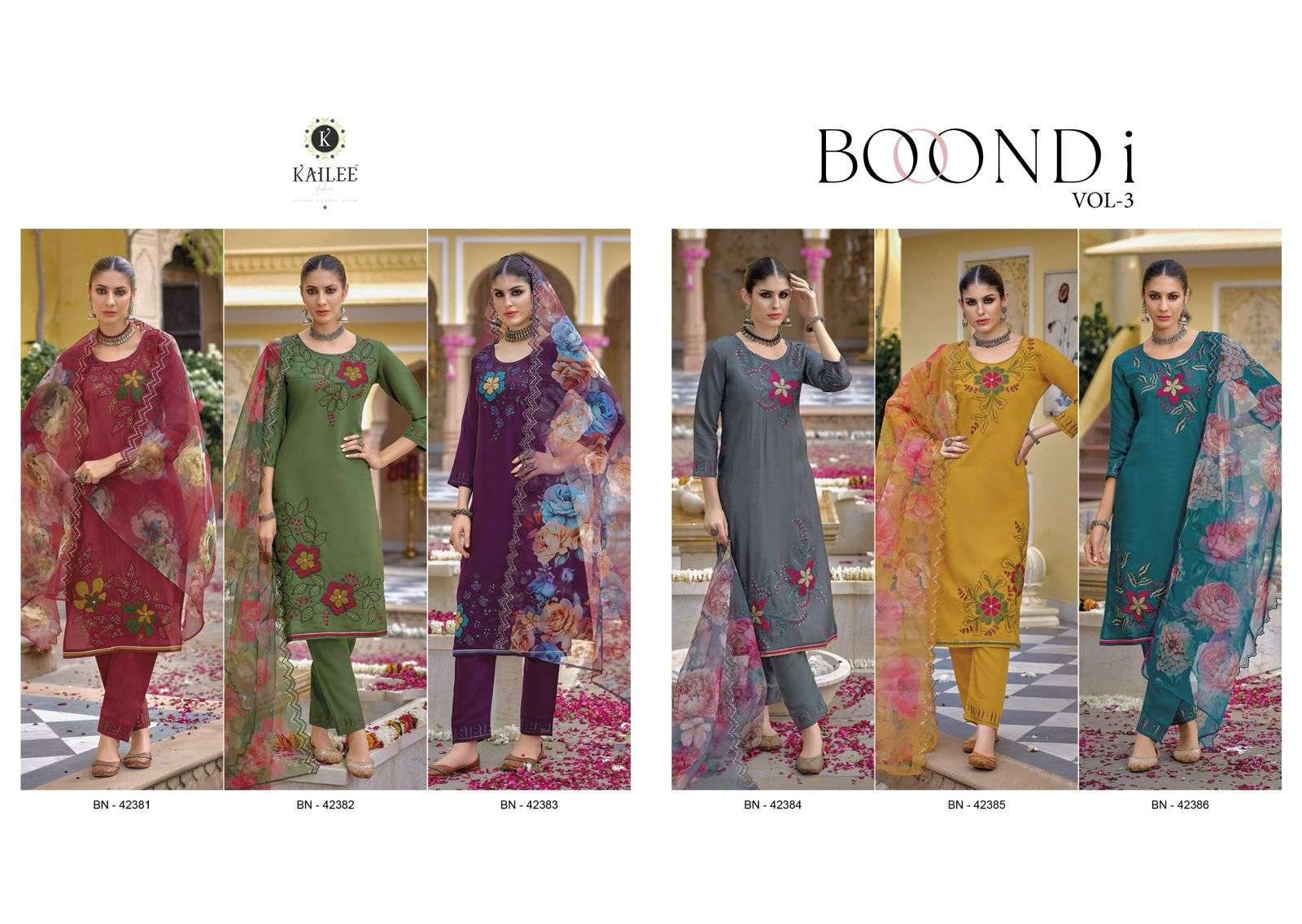 KAILEE FASHION BOONDI VOL 3 VISCOSE SILK DESIGNER WORK READY MADE SUIT