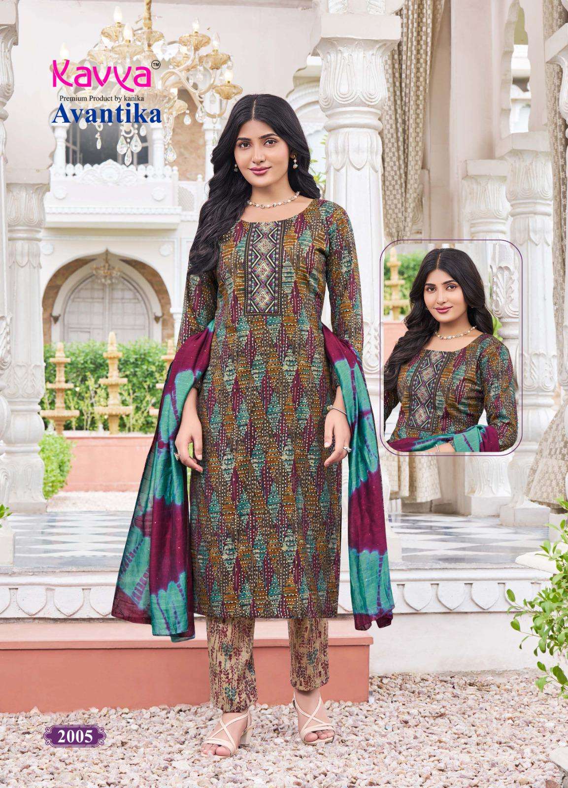  KAVYA AVANTIKA VOL 2 STRAIGHT CUT FANCY LADIES KURTI COMBO SET 