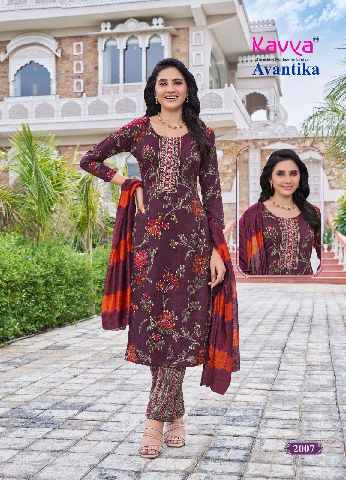  KAVYA AVANTIKA VOL 2 STRAIGHT CUT FANCY LADIES KURTI COMBO SET 