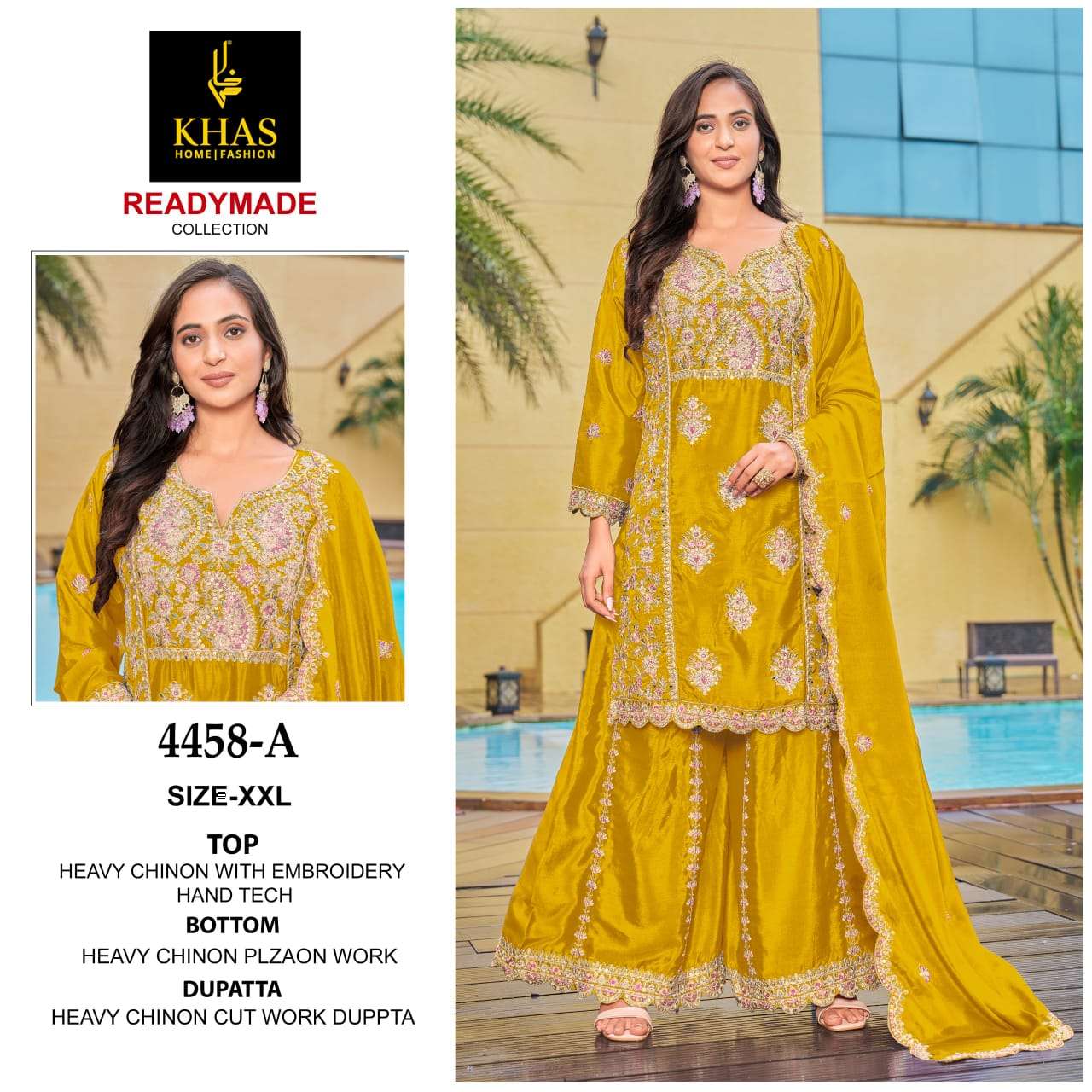 KHAS FASHION D NO 4458 HEAVY EMBROIDERY DESIGNER READY MADE PAKISTANI SUIT