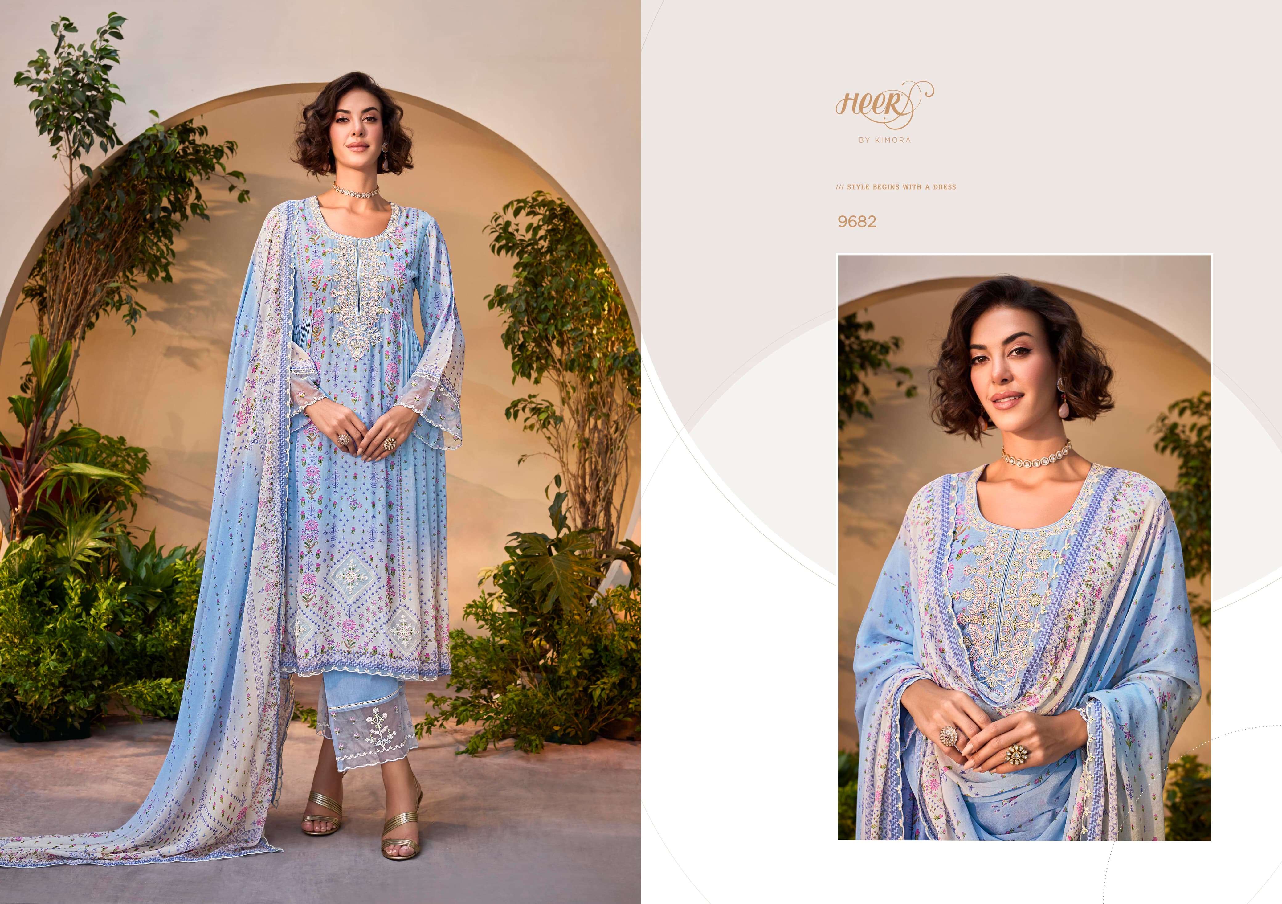 KIMORA HEER TITLIYAIN VOL 212 MUSLIN DIGITAL PRINT WITH FANCY EMBROIDERY DESIGNER SUIT