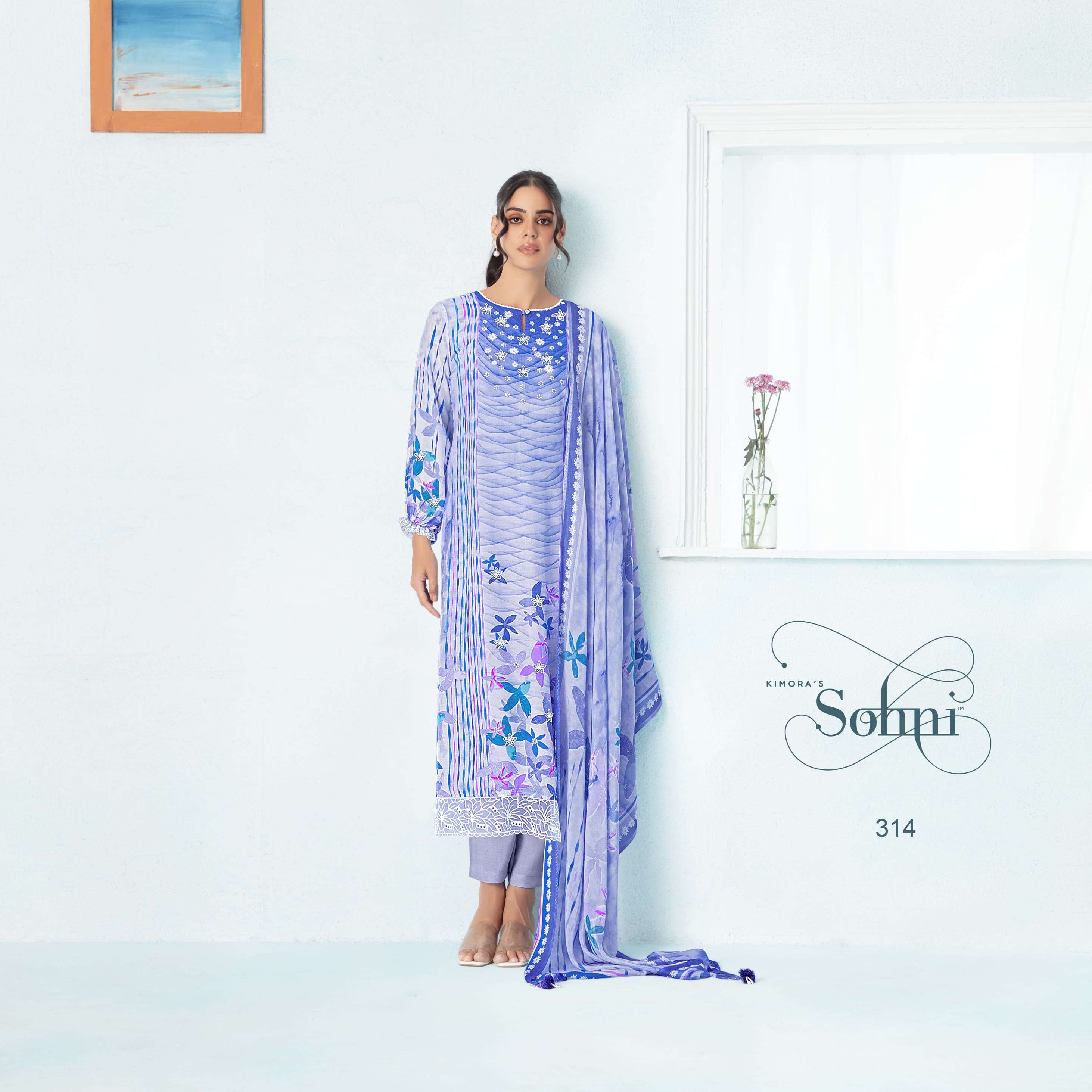 KIMORA SOHNI OCEAN VOL 24 MUSLIN DIGITAL PRINT WITH EMBROIDERY DESIGNER WORK SUIT