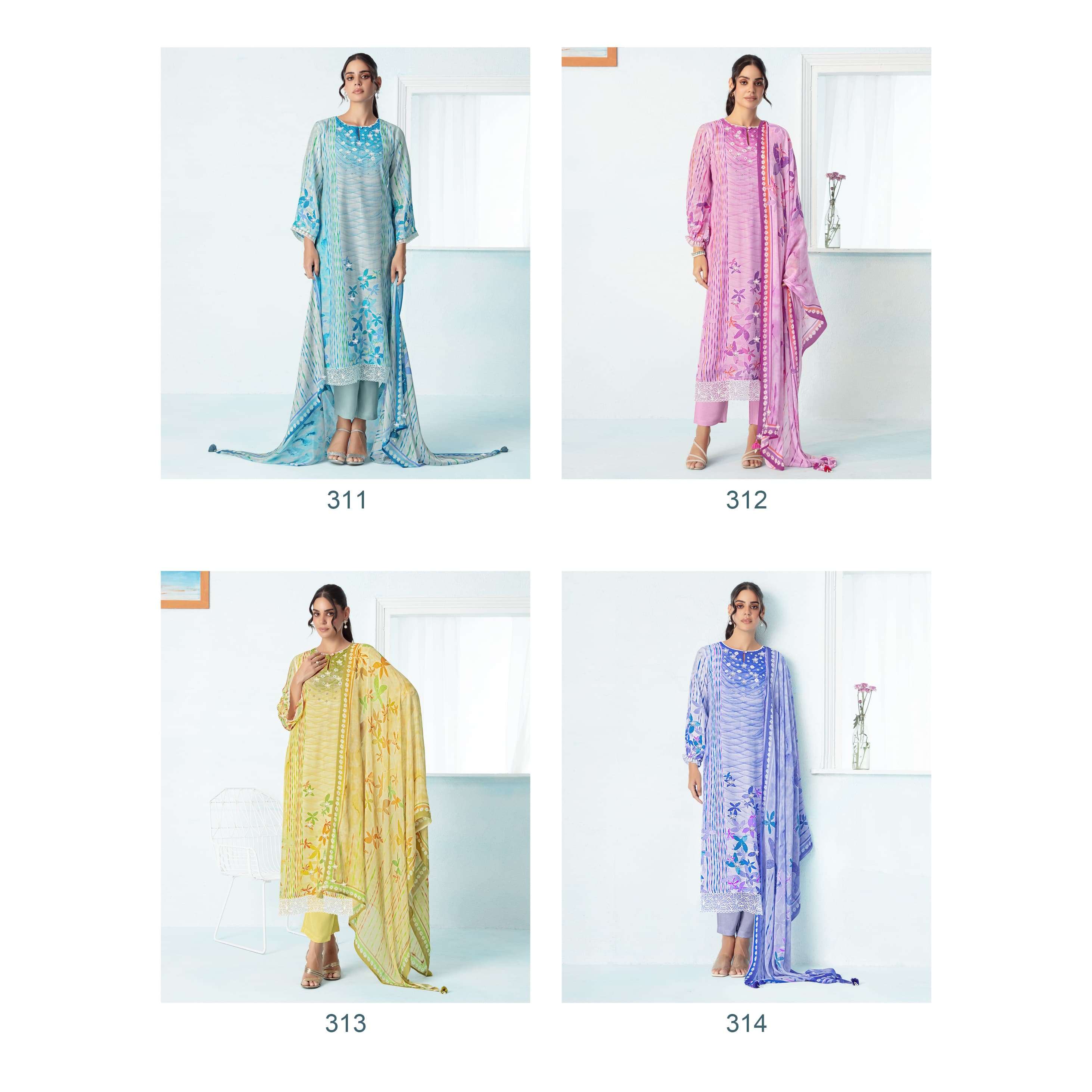 KIMORA SOHNI OCEAN VOL 24 MUSLIN DIGITAL PRINT WITH EMBROIDERY DESIGNER WORK SUIT