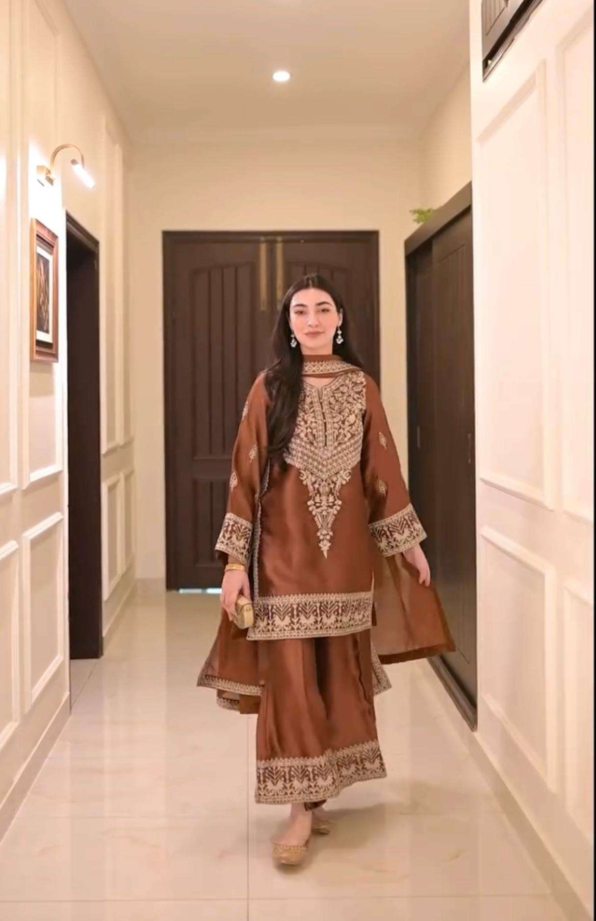 LADY LOOK O16 SILK DESIGNER PARTY WEAR LOOK LADIES TOP WITH PLAZZO AND DUPATTA SET 