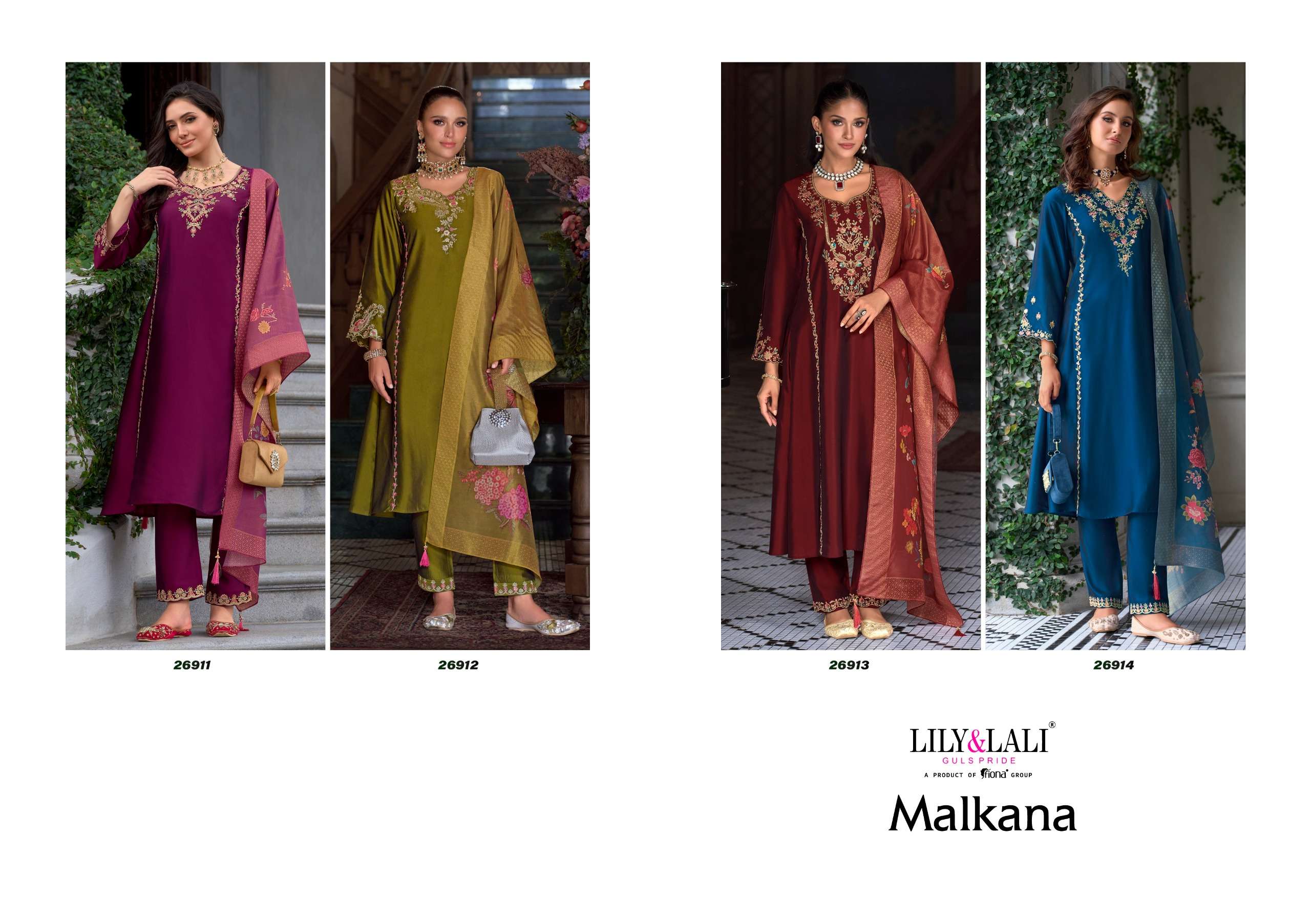 LILY AND LALI MALKANA VISCOSE SILK EMBROIDERED HANDWORK SUIT
