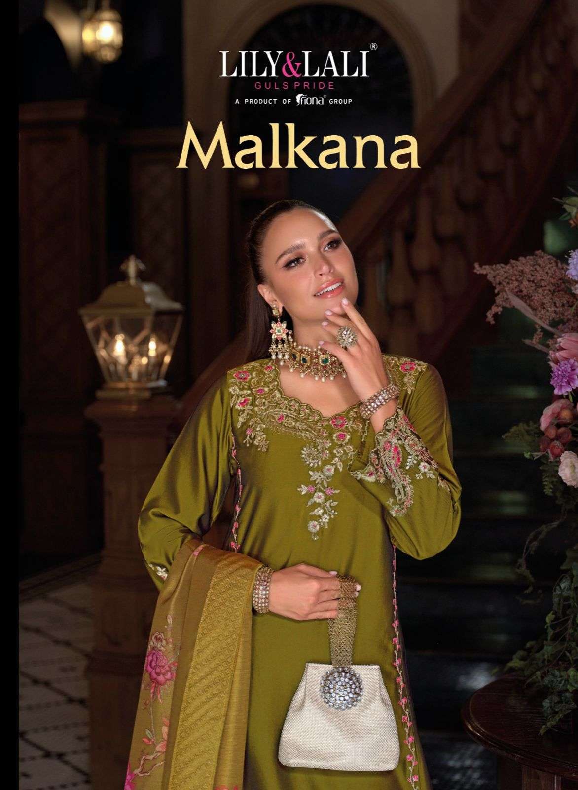 LILY AND LALI MALKANA VISCOSE SILK EMBROIDERED HANDWORK SUIT
