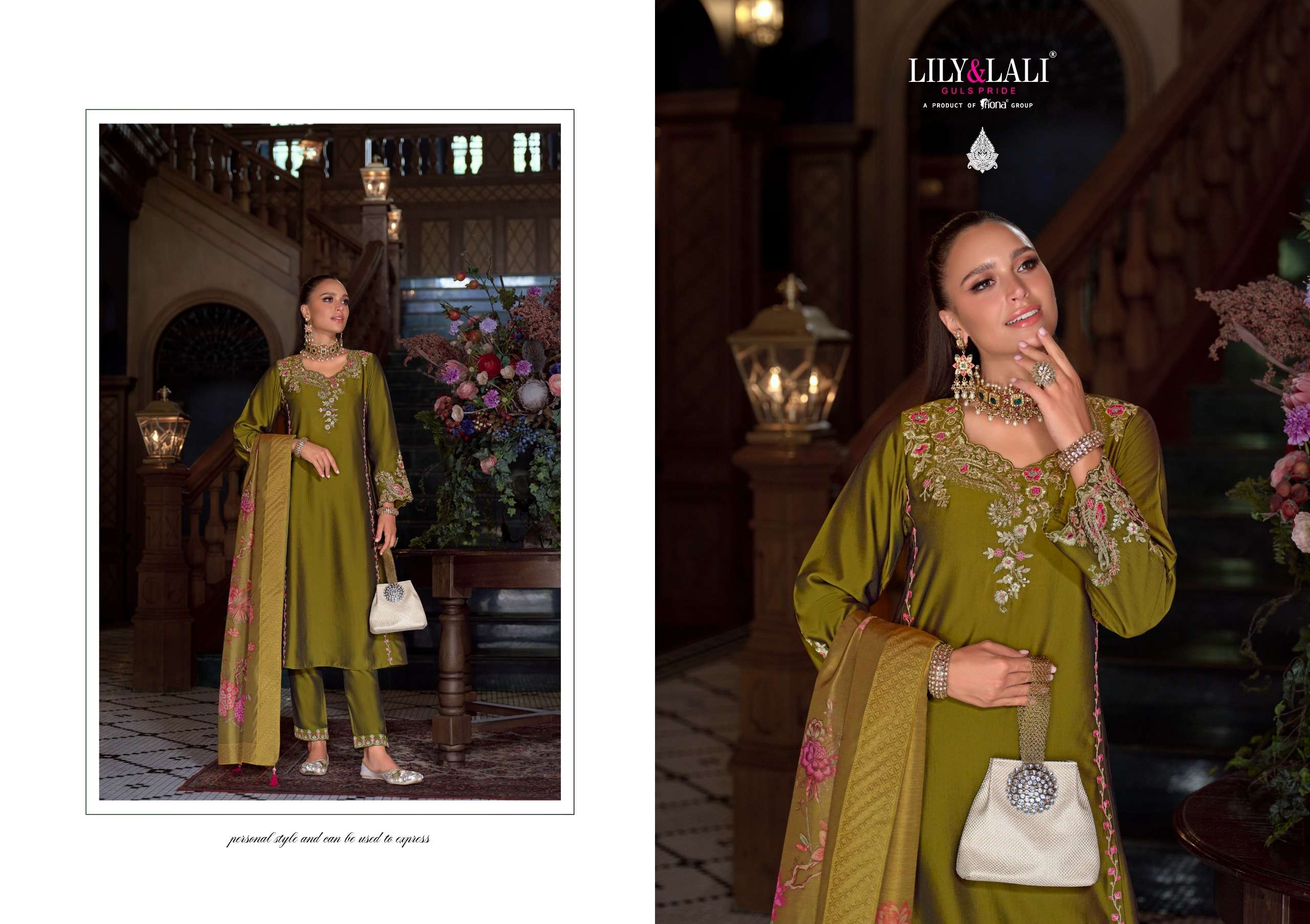 LILY AND LALI MALKANA VISCOSE SILK EMBROIDERED HANDWORK SUIT