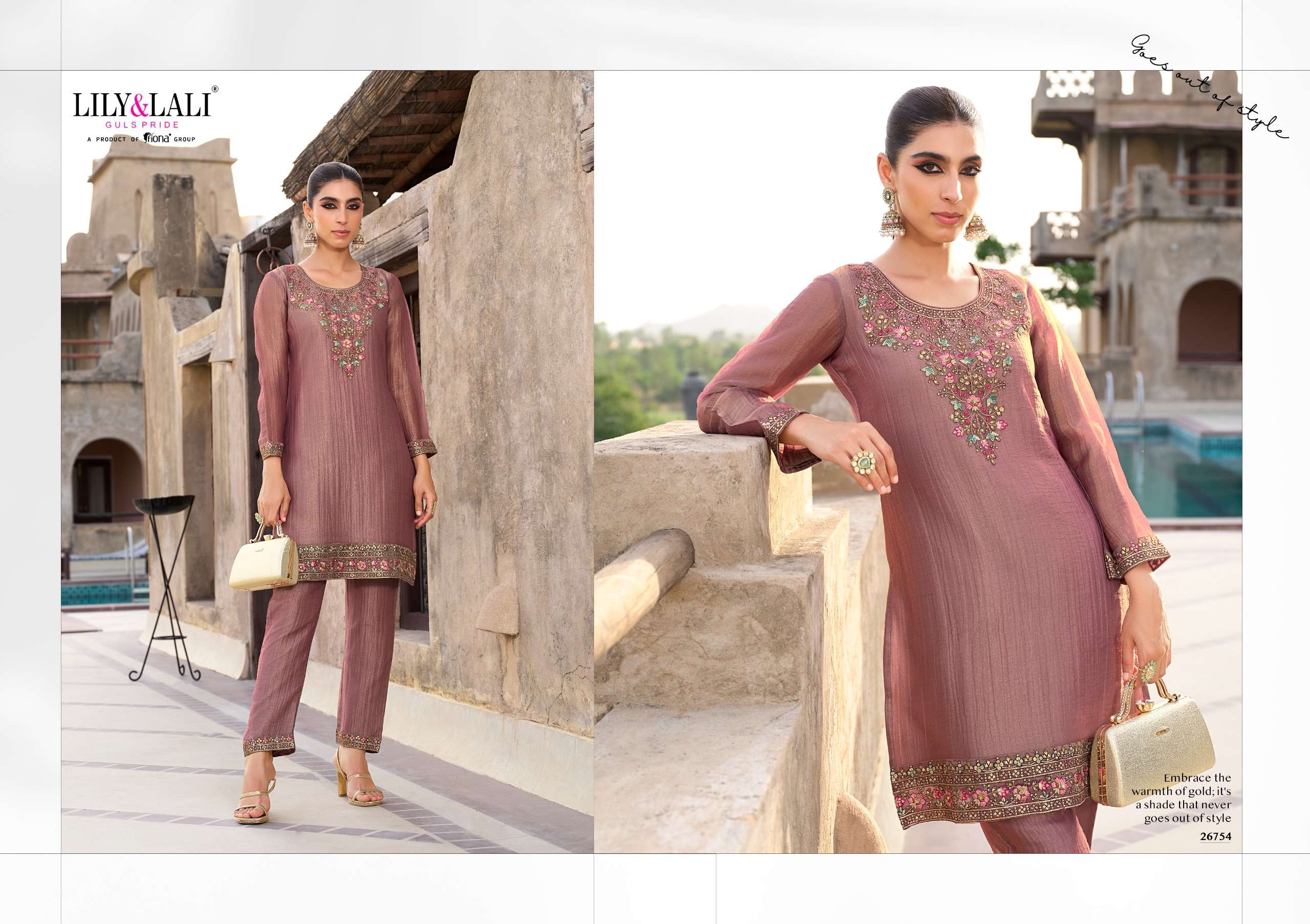 LILY AND LALI MULAQAT SILK FANCY EMBROIDERIES WORK KURTI WITH BOTTOM PAIR 