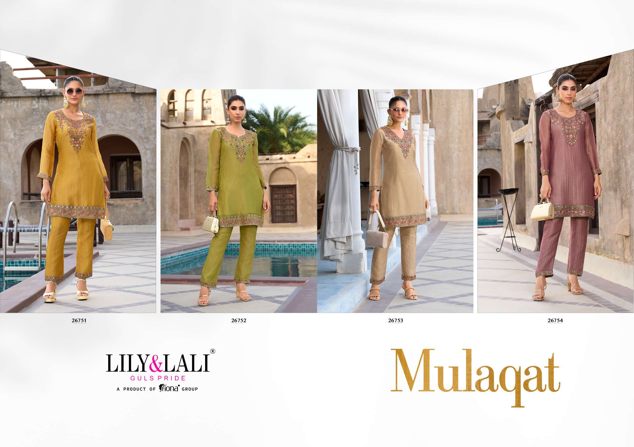 LILY AND LALI MULAQAT SILK FANCY EMBROIDERIES WORK KURTI WITH BOTTOM PAIR 