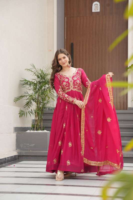 LW 9230 GEORGETTE SEQUENCE DESIGNER HEAVY PARTY WEAR GOWN WITH DUPATTA 