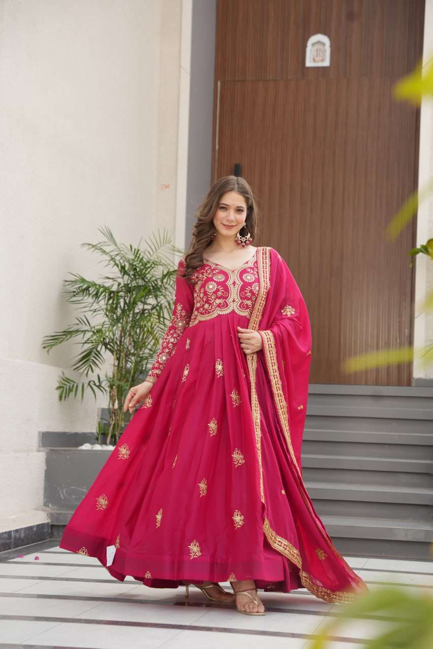 LW 9230 GEORGETTE SEQUENCE DESIGNER HEAVY PARTY WEAR GOWN WITH DUPATTA 