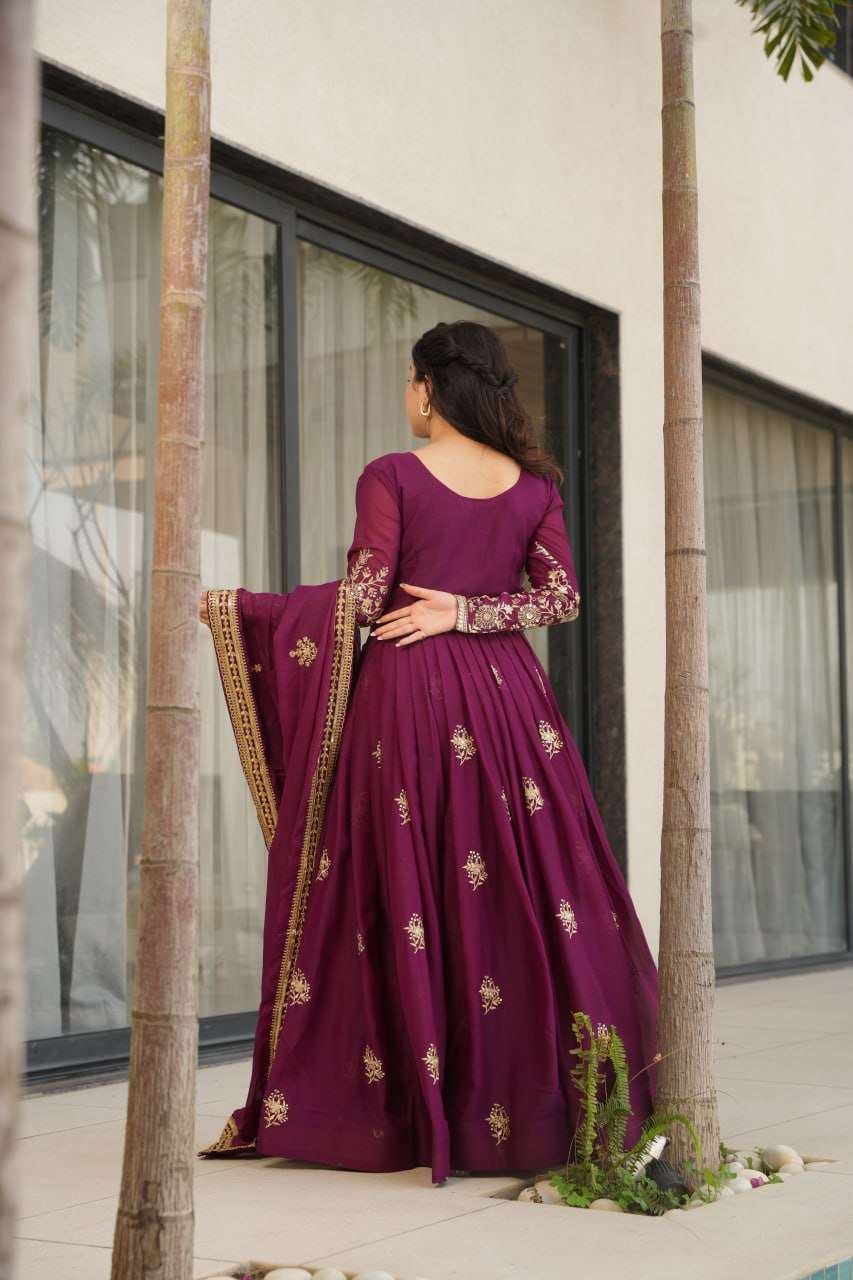 LW 9230 GEORGETTE SEQUENCE DESIGNER HEAVY PARTY WEAR GOWN WITH DUPATTA 