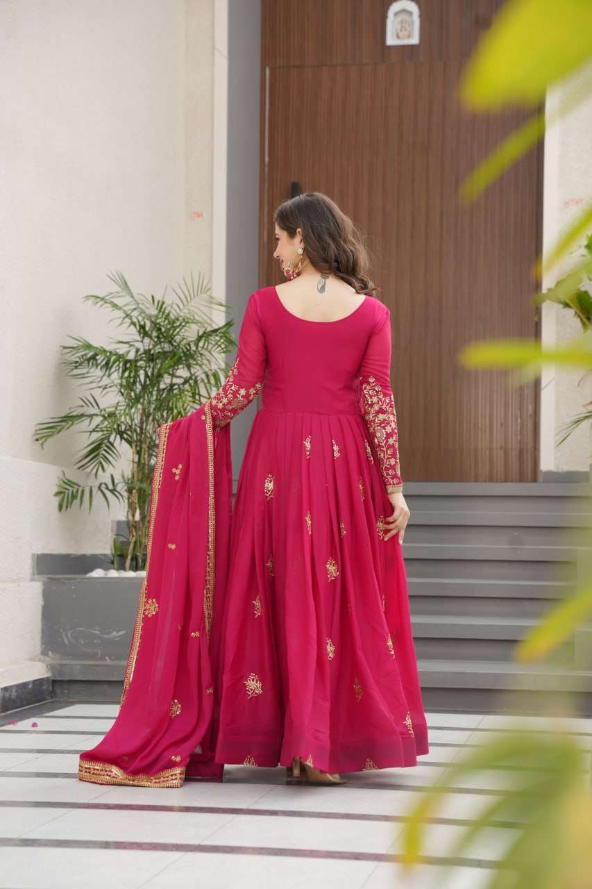 LW 9230 GEORGETTE SEQUENCE DESIGNER HEAVY PARTY WEAR GOWN WITH DUPATTA 