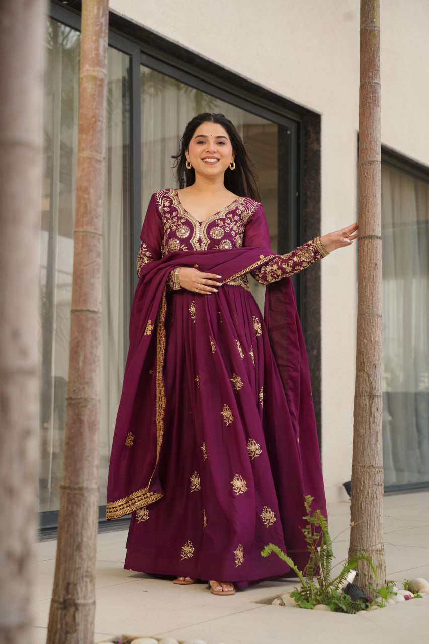 LW 9230 GEORGETTE SEQUENCE DESIGNER HEAVY PARTY WEAR GOWN WITH DUPATTA 