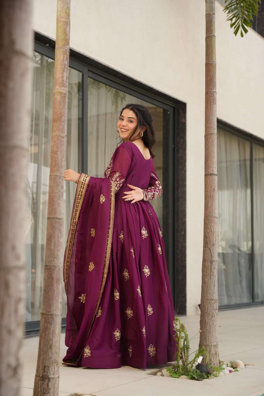 LW 9230 GEORGETTE SEQUENCE DESIGNER HEAVY PARTY WEAR GOWN WITH DUPATTA 