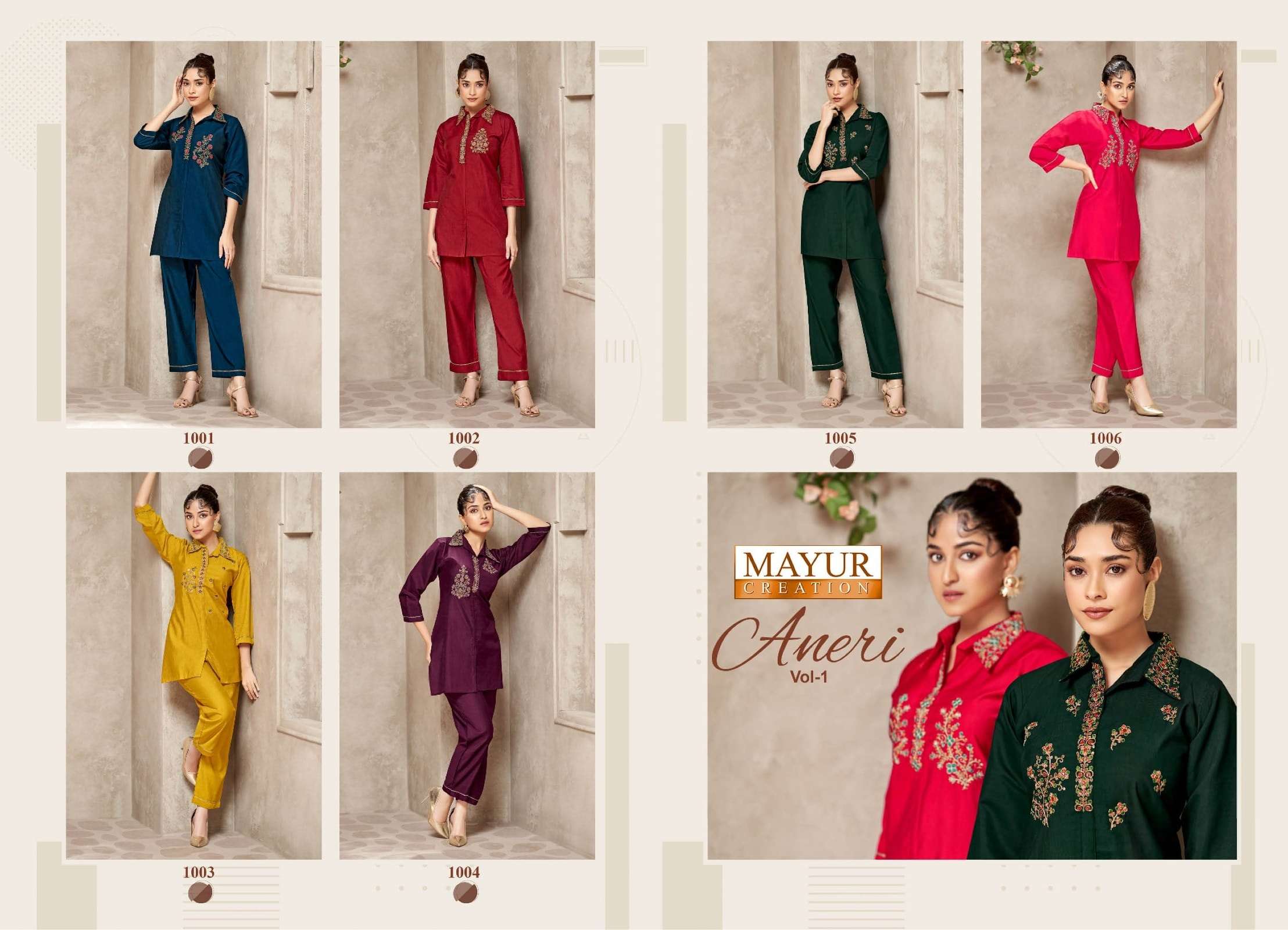 MAYUR CREATION ANERI VOL 1 SILK FANCY WORKS LADIES CO-ORD SET
