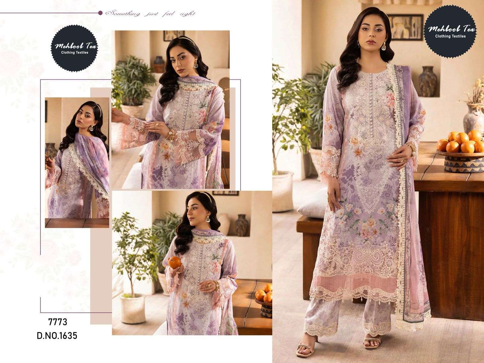 MEHBOOB TEX DESIGN NO - 1635-1637 PURE COTTON PRINT EMBROIDERED SELF PATCH WORK PAKISTANI SALWAR SUIT 