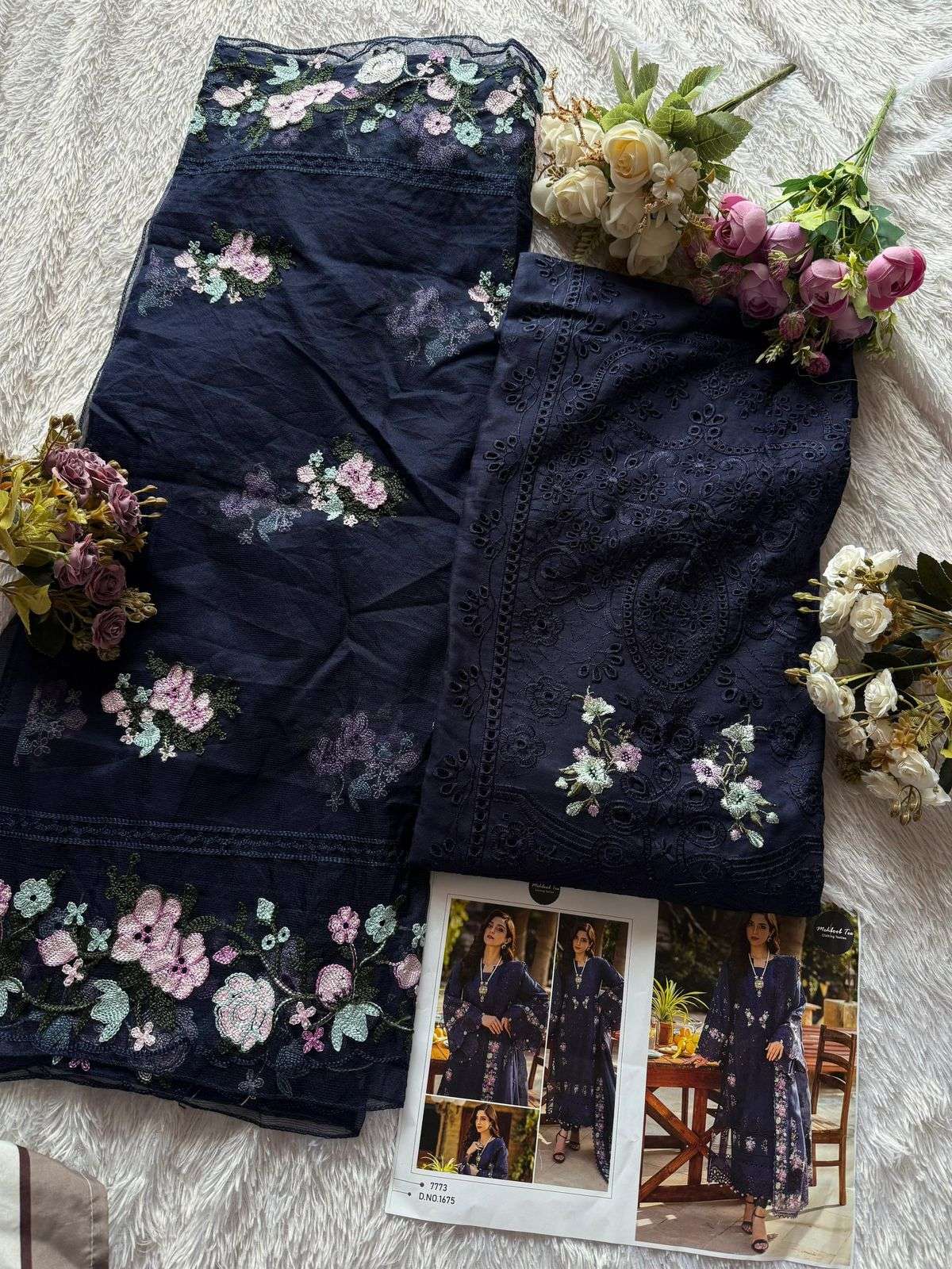 MEHBOOB TEX DESIGN NO - 1662-1674-1675 PURE COTTON HEAVY SELF EMBROIDERED PAKISTANI SALWAR SUIT 