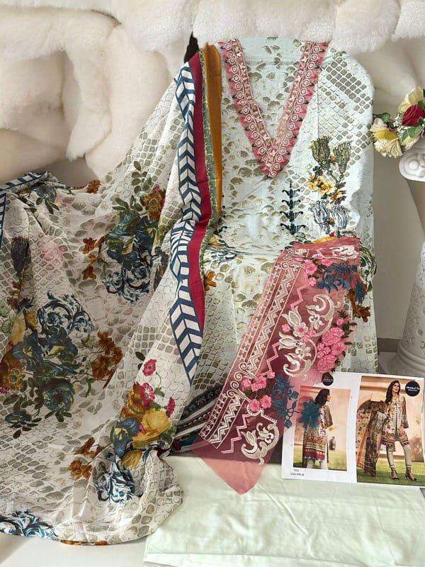 MEHBOOB TEX PURE COTTON PRINT HEAVY EMBROIDERED PATCH PAKISTANI SALWAR SUIT 