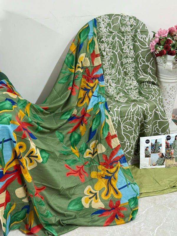 MEHBOOB TEX PURE COTTON PRINT HEAVY EMBROIDERED PATCH PAKISTANI SALWAR SUIT 
