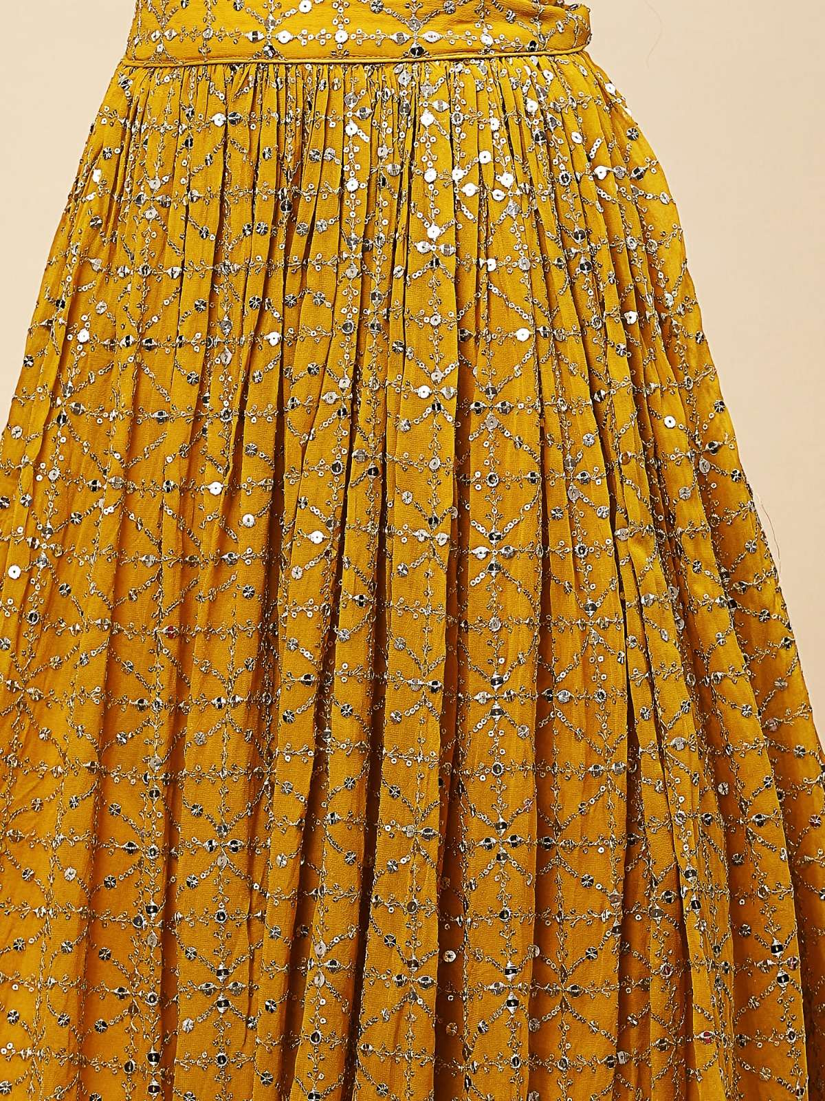 MF CODE 5076 YELLOW GEORGETTE BEAUTIFUL DESIGNER FESTIVE WEAR LEHENGA CHOLI 