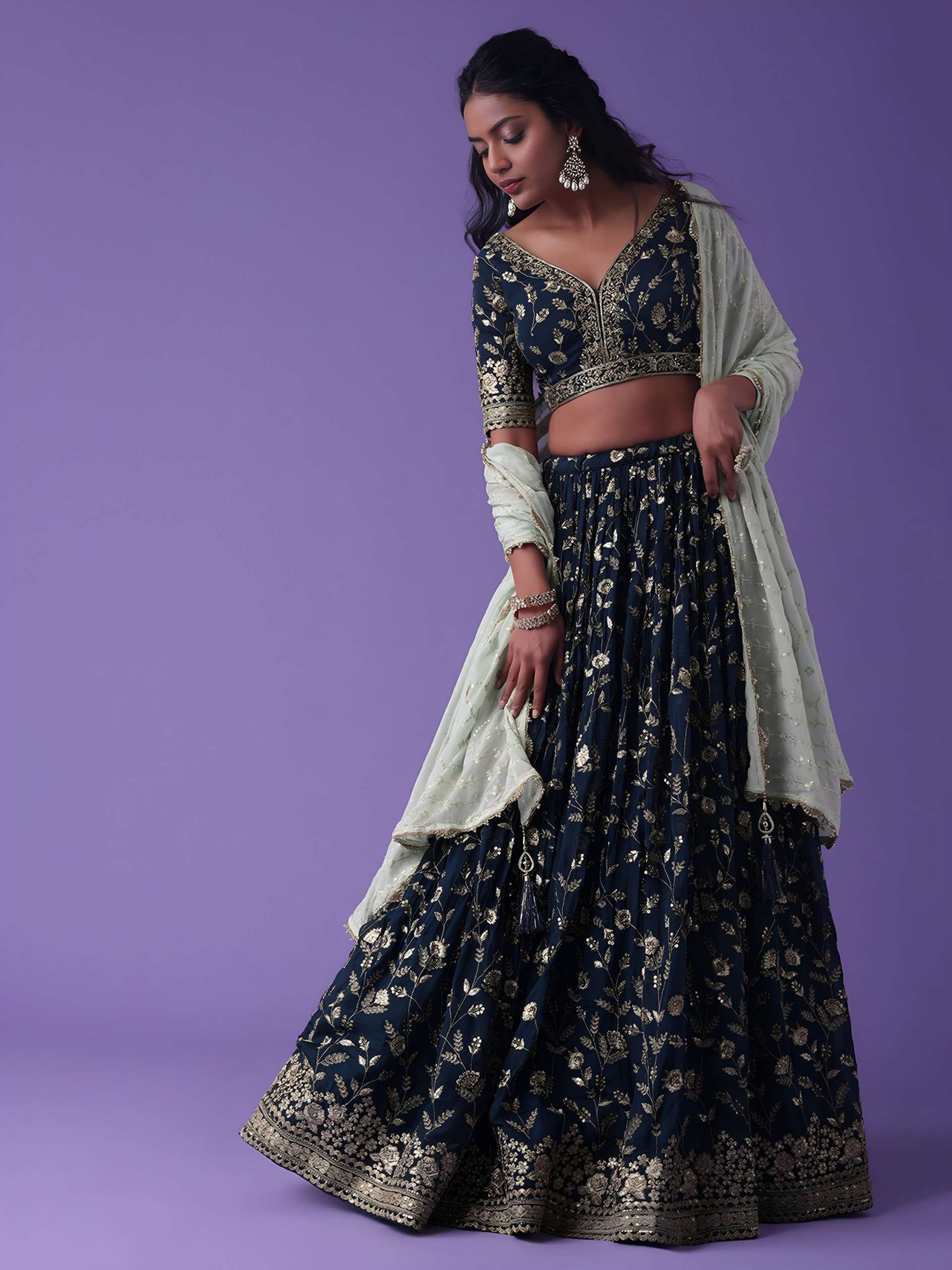 MF CODE 5099 BLUE SHADE HEAVY ELEGANT LOOK DESIGNER LEHENGA 