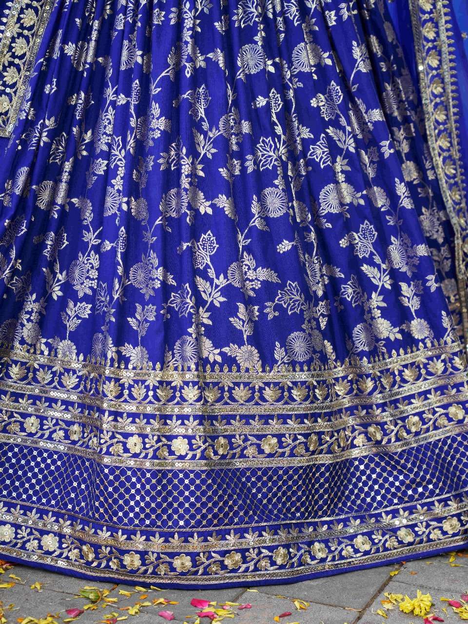 MF CODE 7100 ROYAL BLUE DOLA JACQUARD HEAVY DESIGNER LADIES LEHENGA 