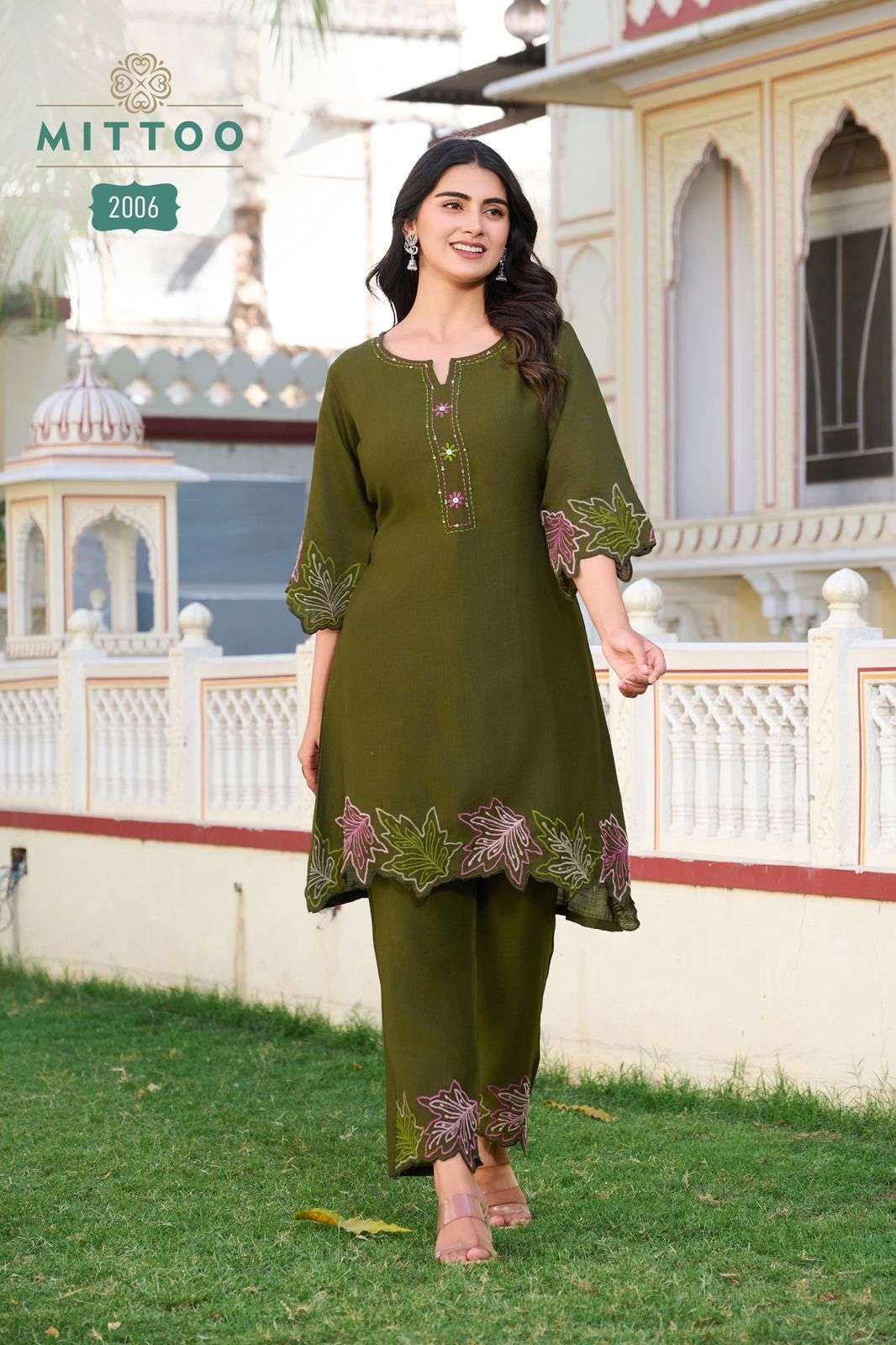 MITTOO KRIVAA VISCOSE FANCY DESIGNER WORK LADIES KURTI WITH BOTTOM PAIR 