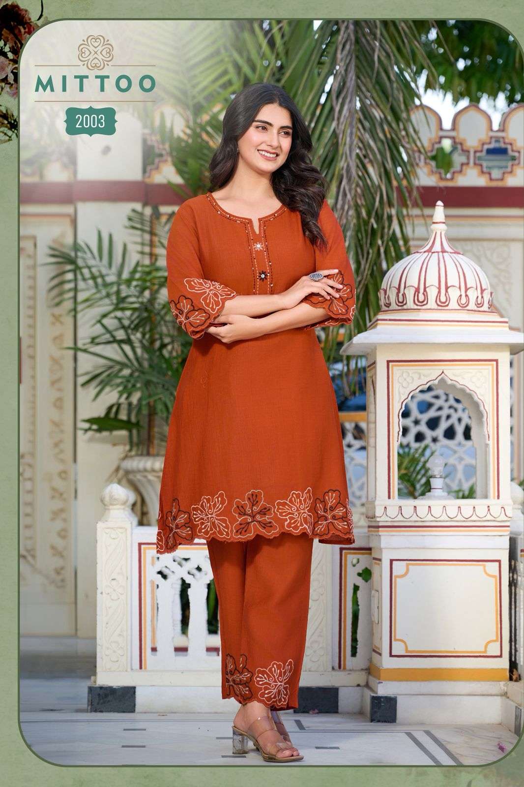 MITTOO KRIVAA VISCOSE FANCY DESIGNER WORK LADIES KURTI WITH BOTTOM PAIR 