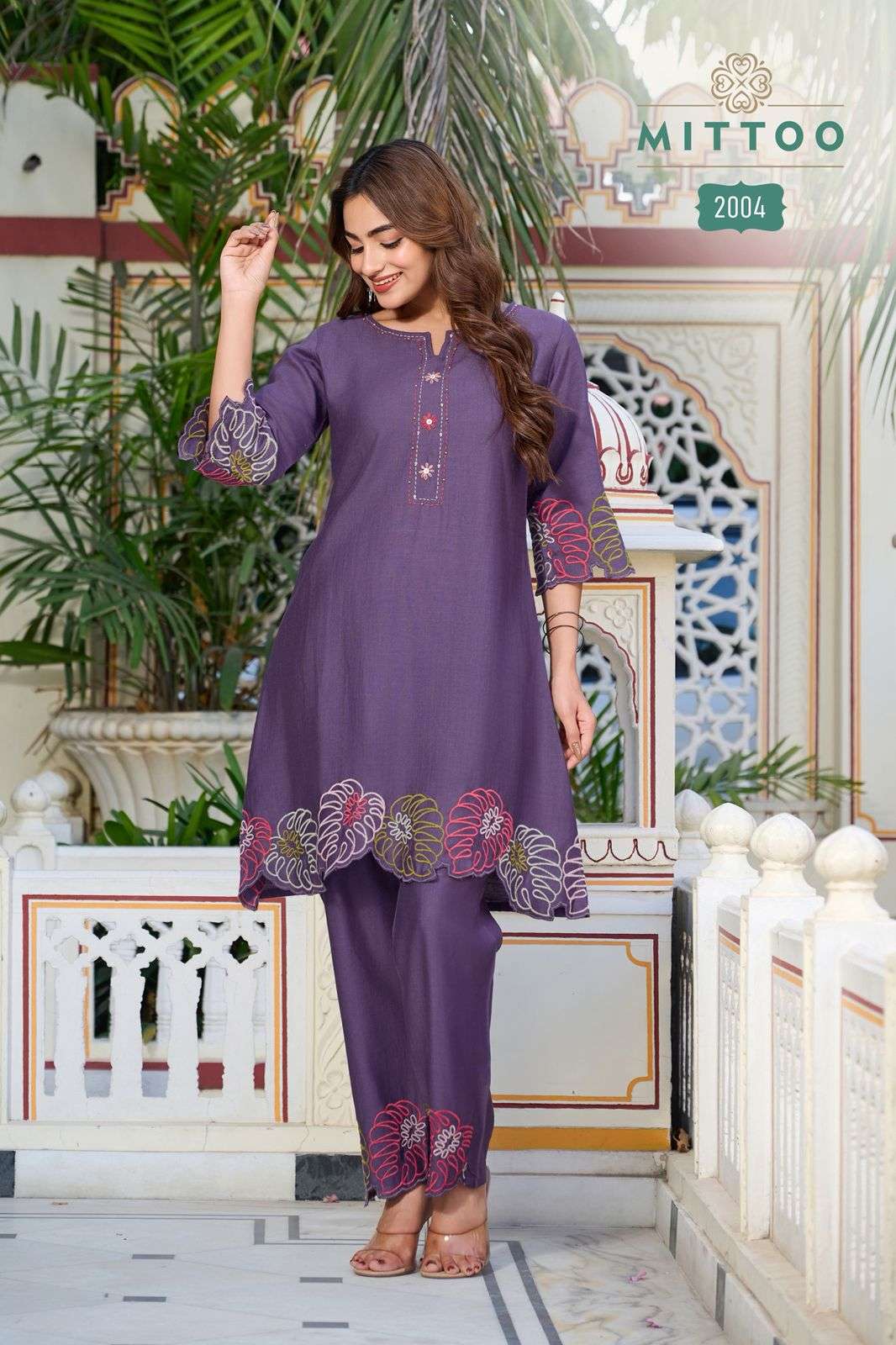 MITTOO KRIVAA VISCOSE FANCY DESIGNER WORK LADIES KURTI WITH BOTTOM PAIR 