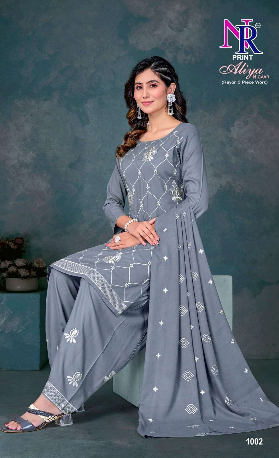 NR PRINT ALIYA NIGAAR VOL 1 RAYON PREMIUM WORKS LADIES SALWAR SUIT
