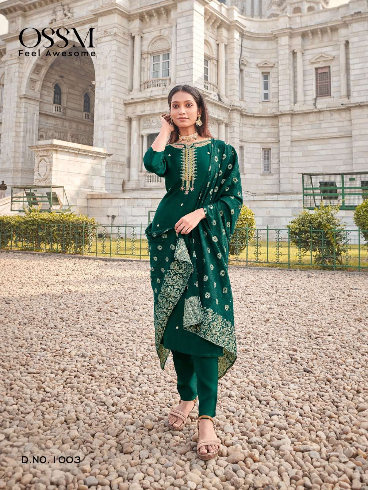 OSSM MEERA VISCOSE SILK FANCY EMBROIDERIES WORK KURTI COMBO SET 