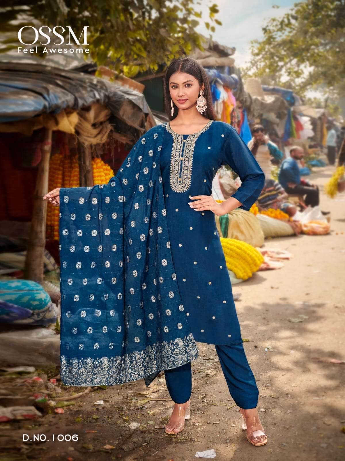 OSSM MEERA VISCOSE SILK FANCY EMBROIDERIES WORK KURTI COMBO SET 