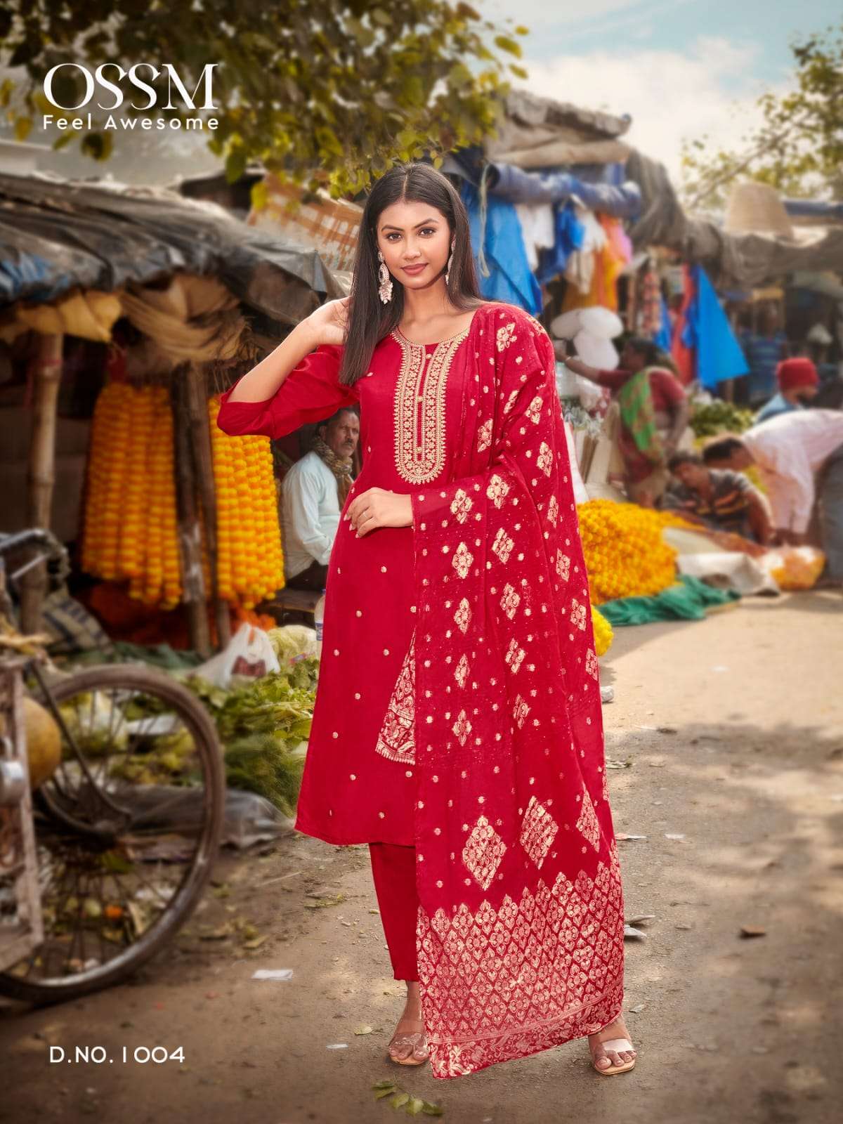 OSSM MEERA VISCOSE SILK FANCY EMBROIDERIES WORK KURTI COMBO SET 